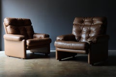 Paar Afra Tobia Scarpa Lounge Sessel aus Leder, B&B Italia