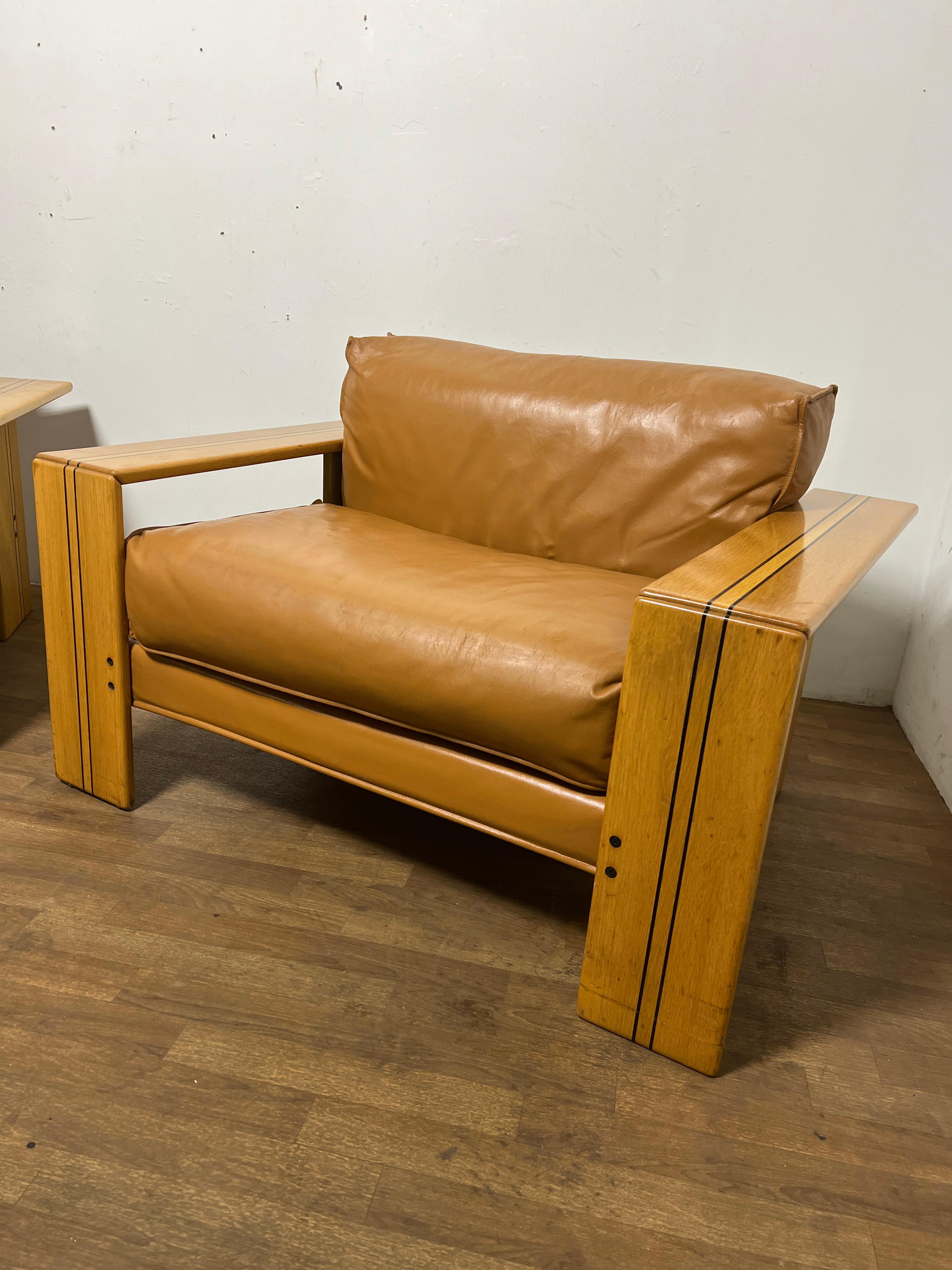 Pair of Afra & Tobia Scarpa Super-sized Artona Lounge Armchairs Circa 1970s In Good Condition In Peabody, MA