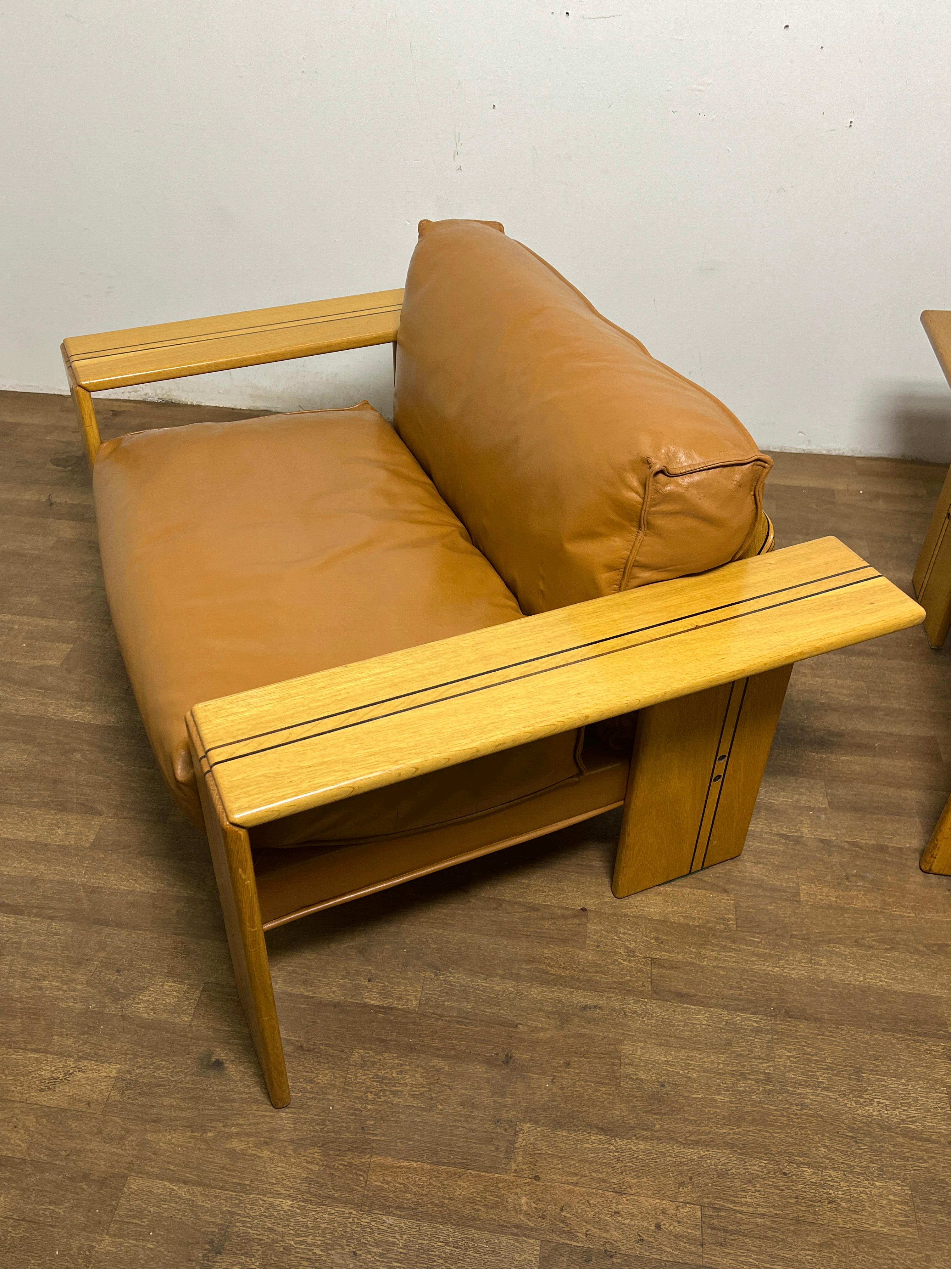 Leather Pair of Afra & Tobia Scarpa Super-sized Artona Lounge Armchairs Circa 1970s