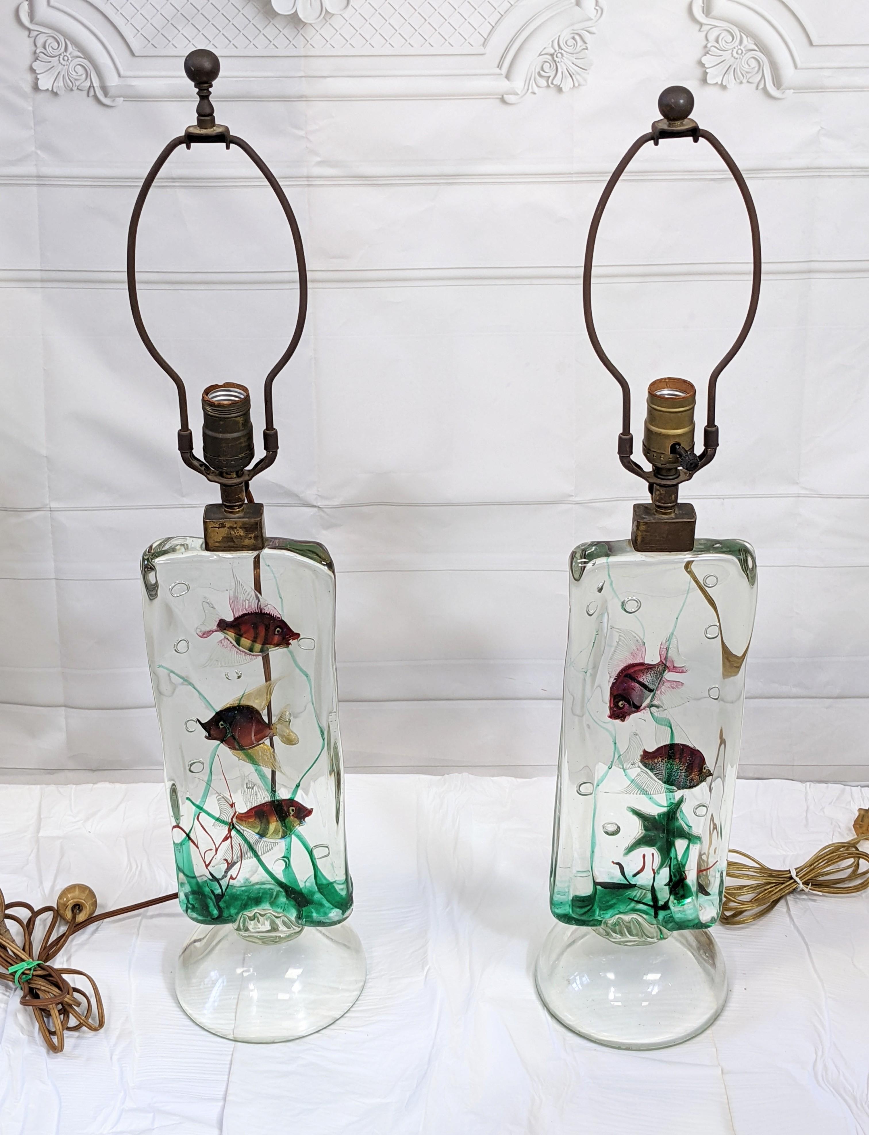 Paire de lampes aquarium Afredo Barbini pour Cenedese en vente 4