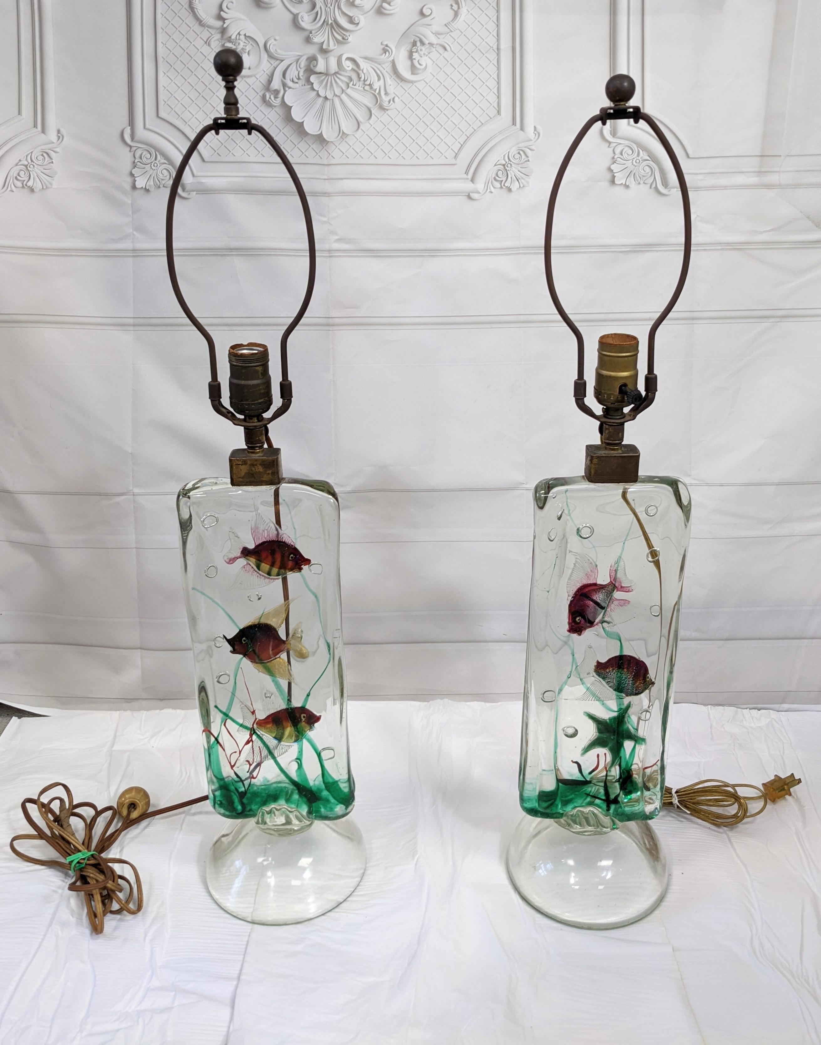 Ein Paar Afredo Barbini für Cenedese Aquarium-Lampen im Angebot 5