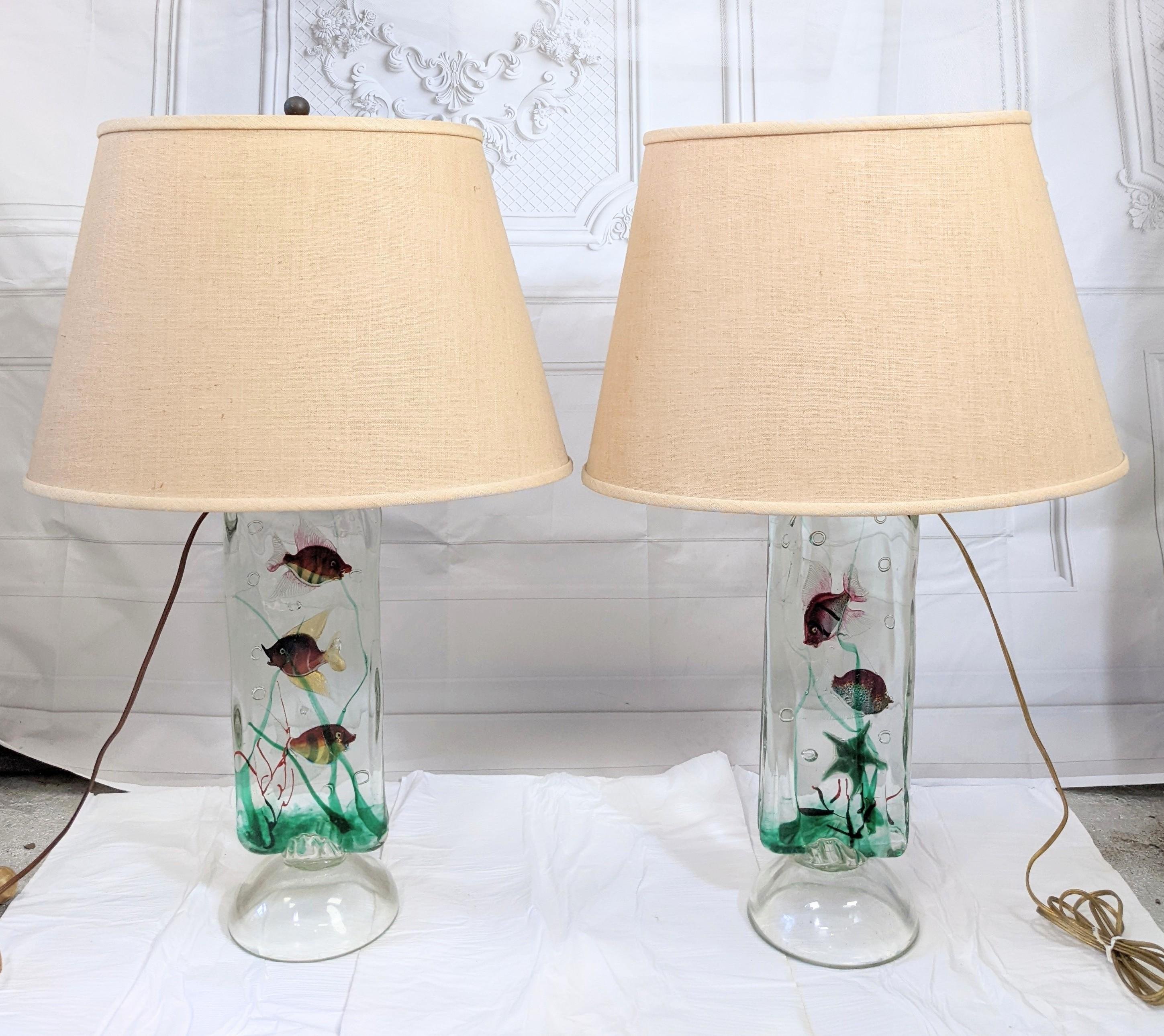 Pair of Afredo Barbini for Cenedese Aquarium Lamps For Sale 4