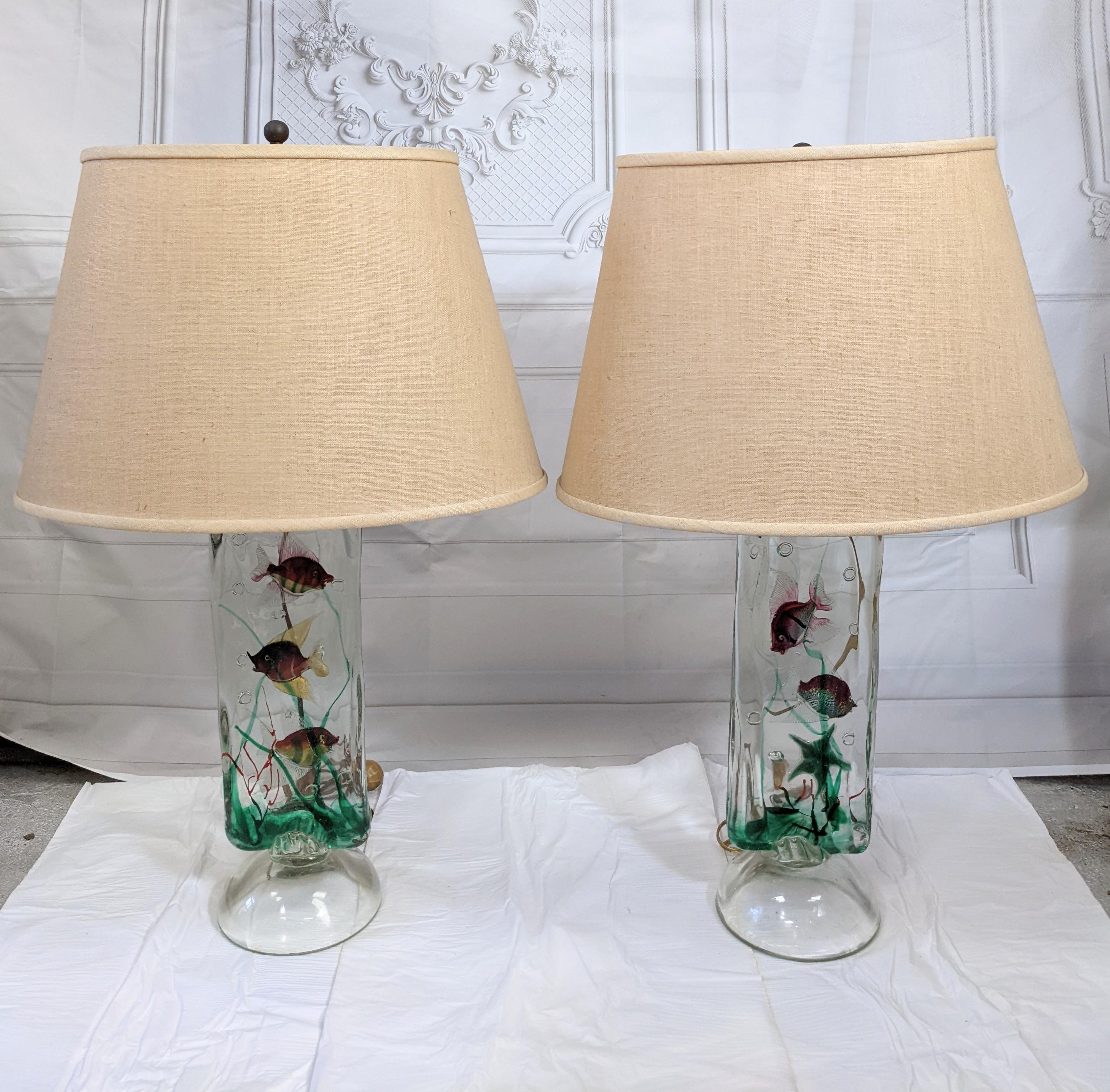Pair of Afredo Barbini for Cenedese Aquarium Lamps For Sale 5
