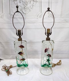 Pair of Afredo Barbini for Cenedese Aquarium Lamps