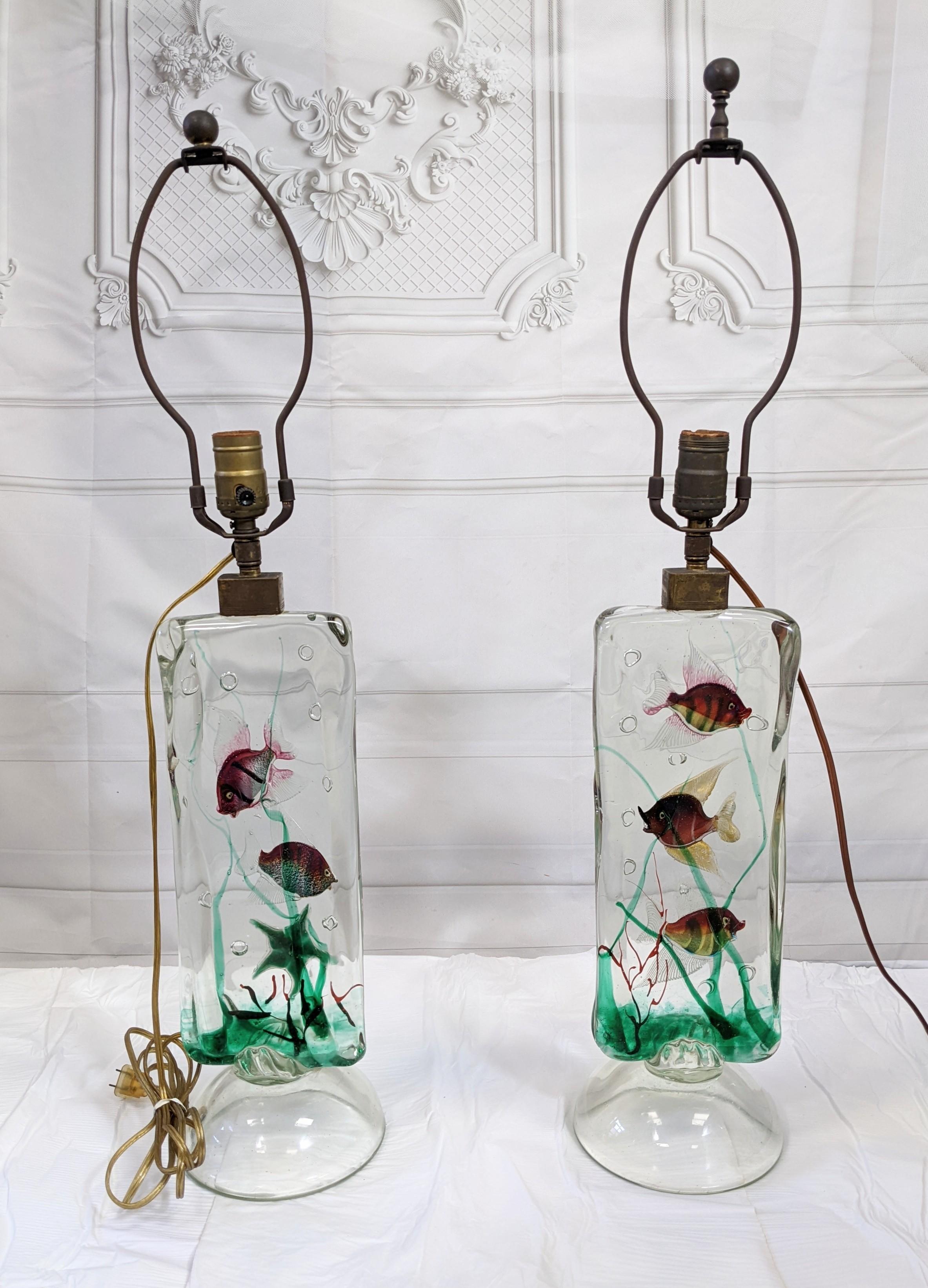 Ein Paar Afredo Barbini für Cenedese Aquarium-Lampen (Moderne der Mitte des Jahrhunderts) im Angebot