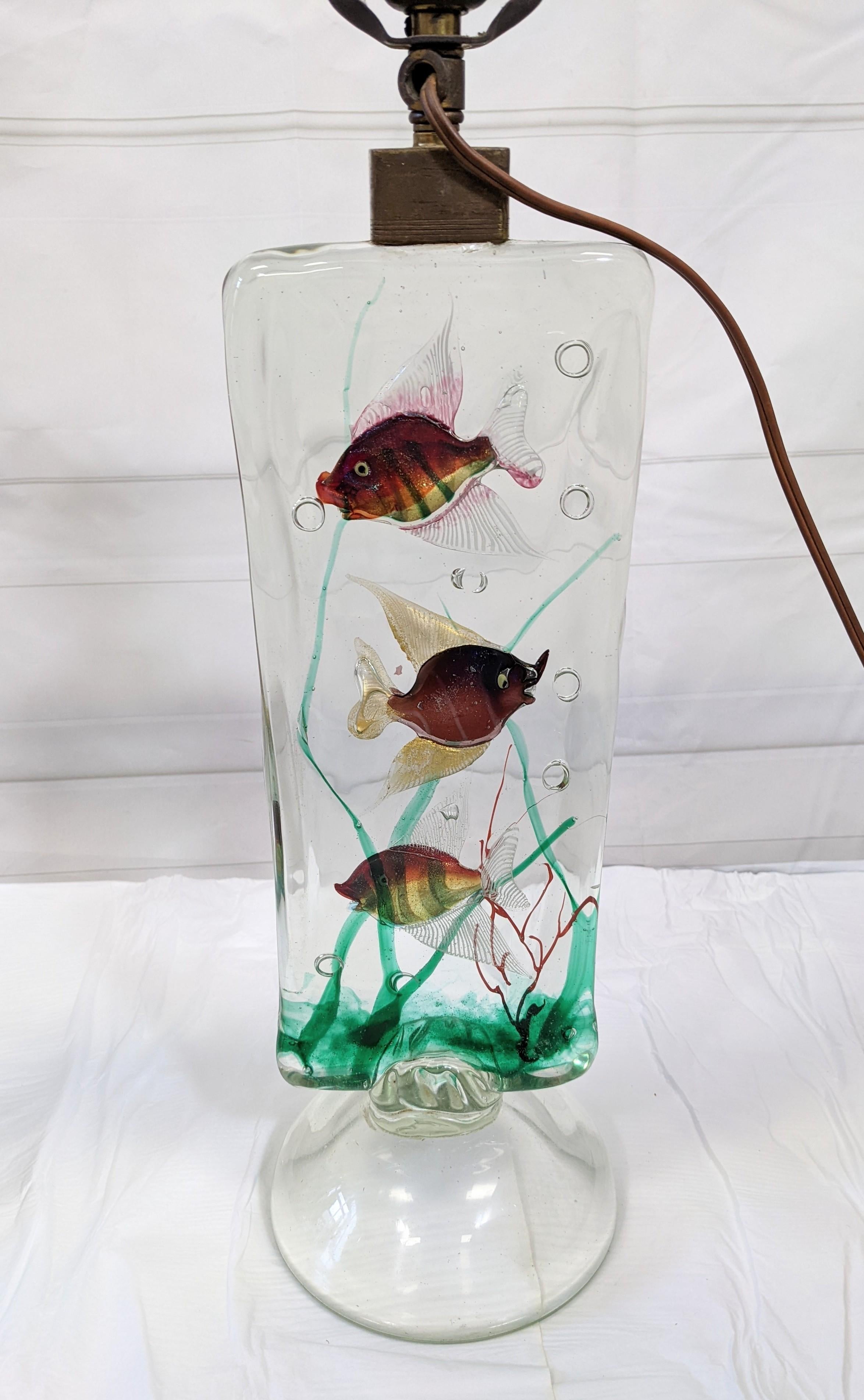 Blown Glass Pair of Afredo Barbini for Cenedese Aquarium Lamps For Sale