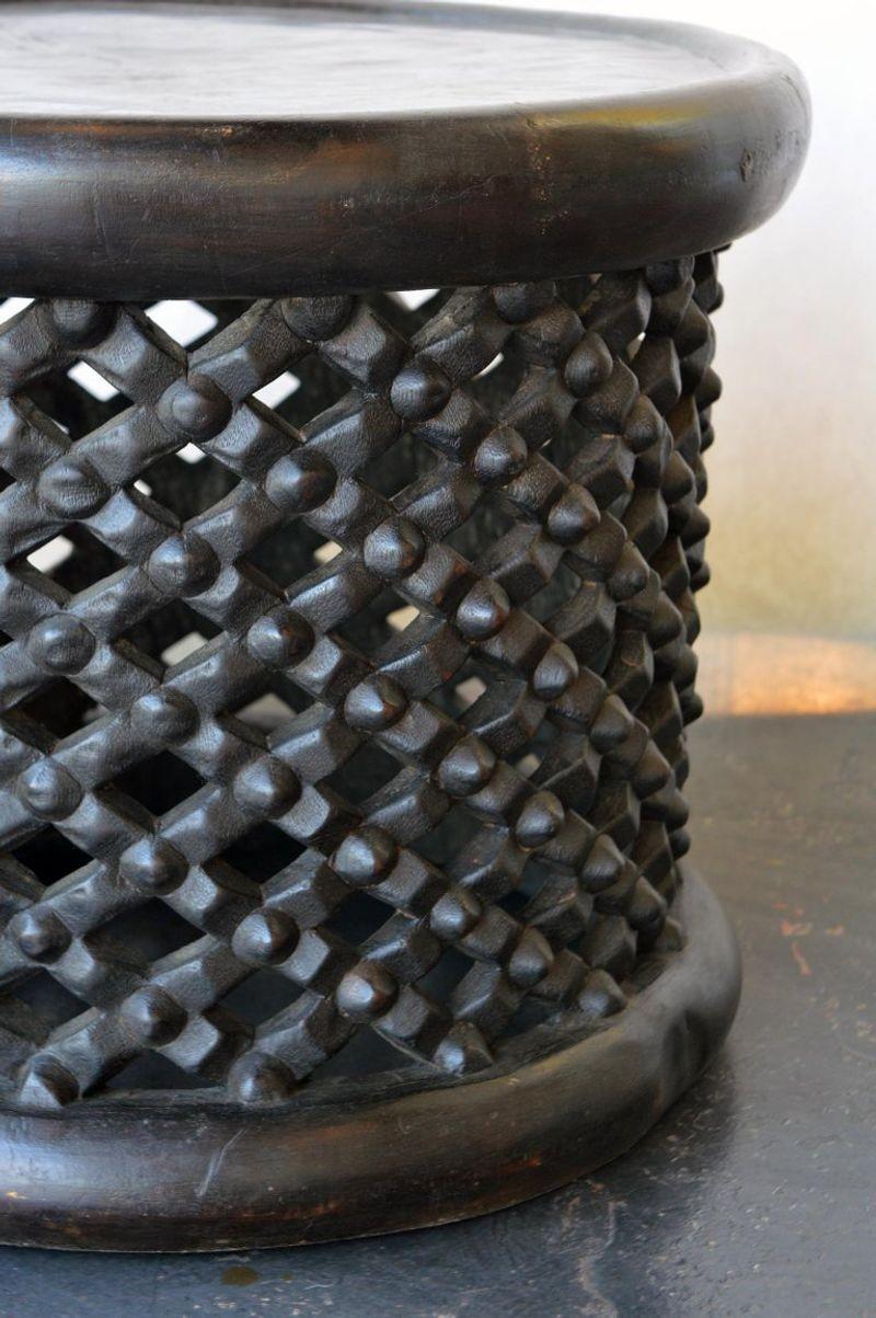Pair of African Bamileke Hand Carved Wood Tables or Stools In Good Condition For Sale In Los Angeles, CA