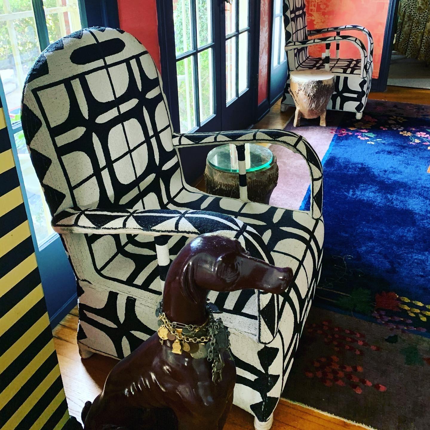 Pair of African Beaded Ceremonial Chairs 1