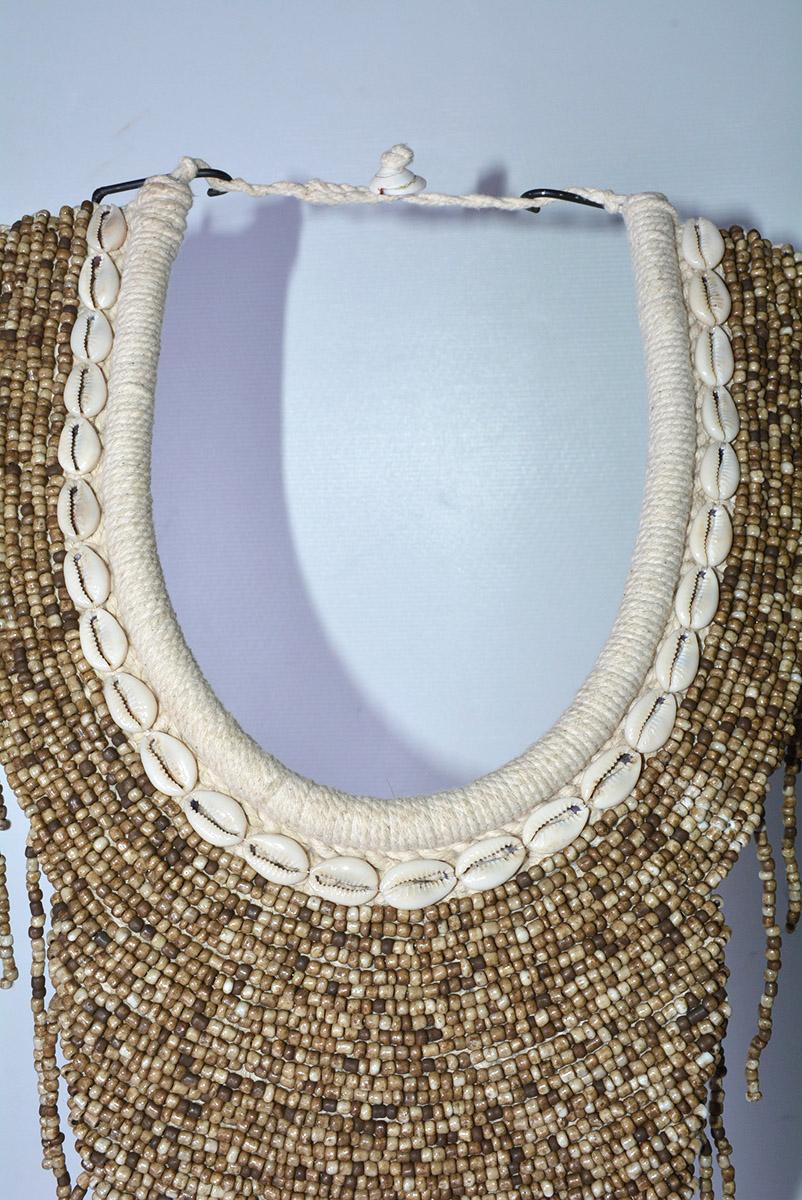 Beaded Pair of Bib Necklace on Metal Stands, Sold Singly For Sale