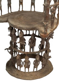 Pair of African Bronze Figurative Throne Chairs
