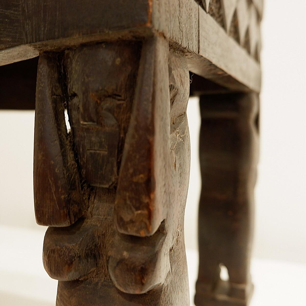 Wood Pair of African carved wood stools For Sale