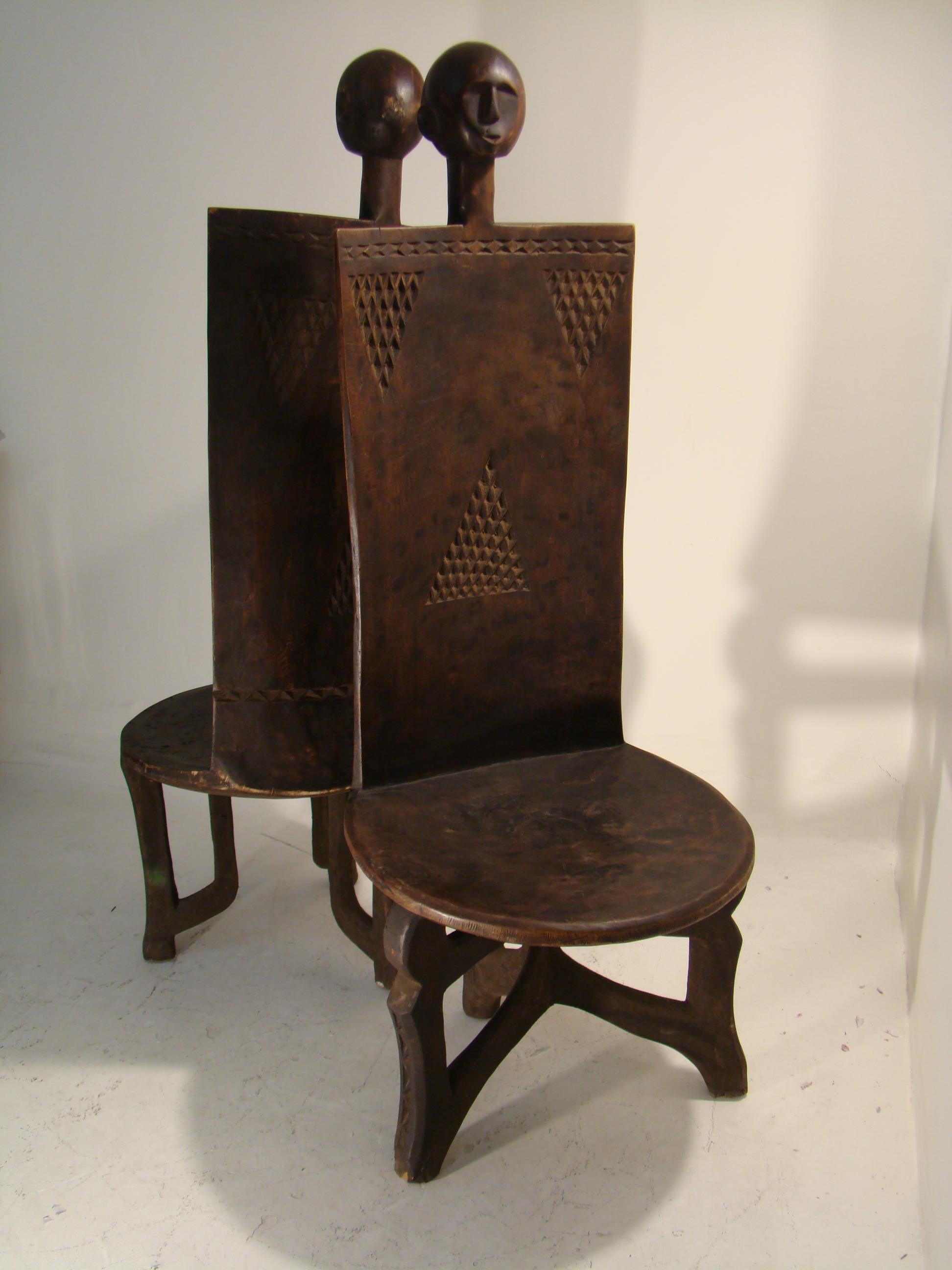 Pair of African Chairs, King's Seat For Sale 8