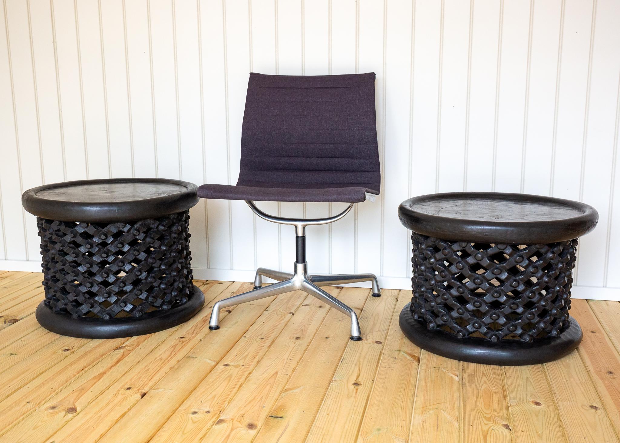 Pair of African Coffee Tables Sculptural Organic Tribal Bamileke Black MCM 1950s For Sale 2