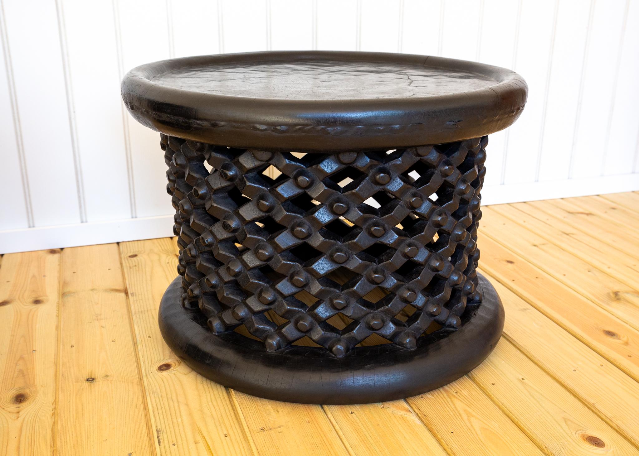 Pair of African Coffee Tables Sculptural Organic Tribal Bamileke Black MCM 1950s For Sale 3