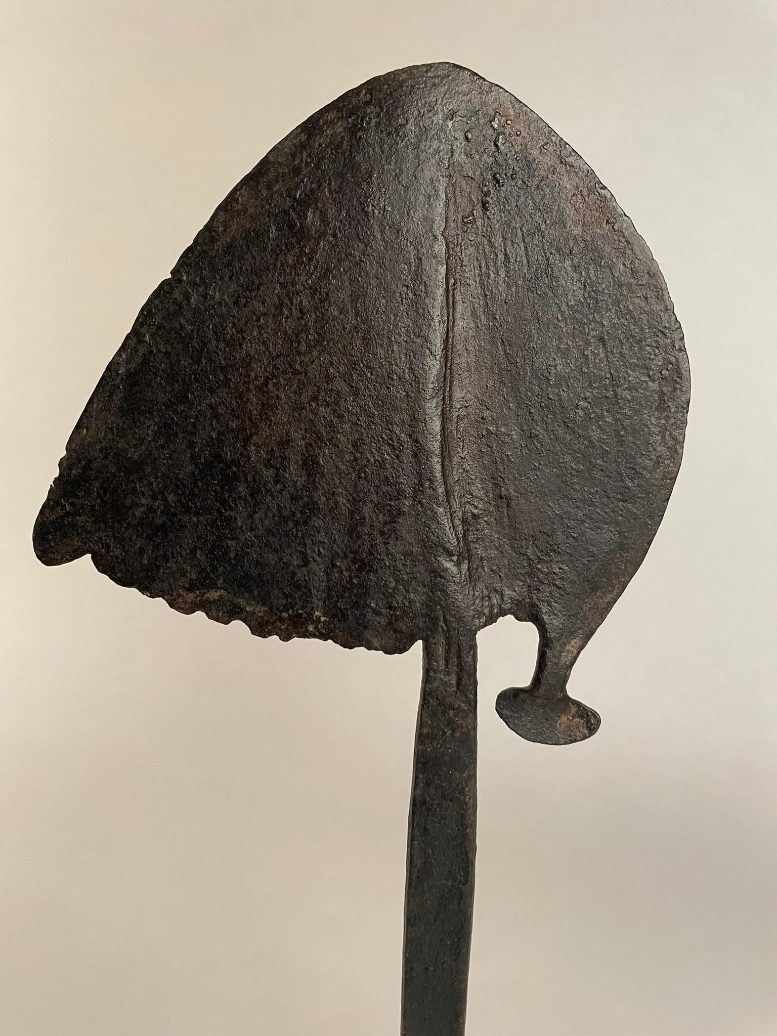 Pair of African Iron Bandaka Hoe Currency, Mounted on Custom Steel Bases  For Sale 4