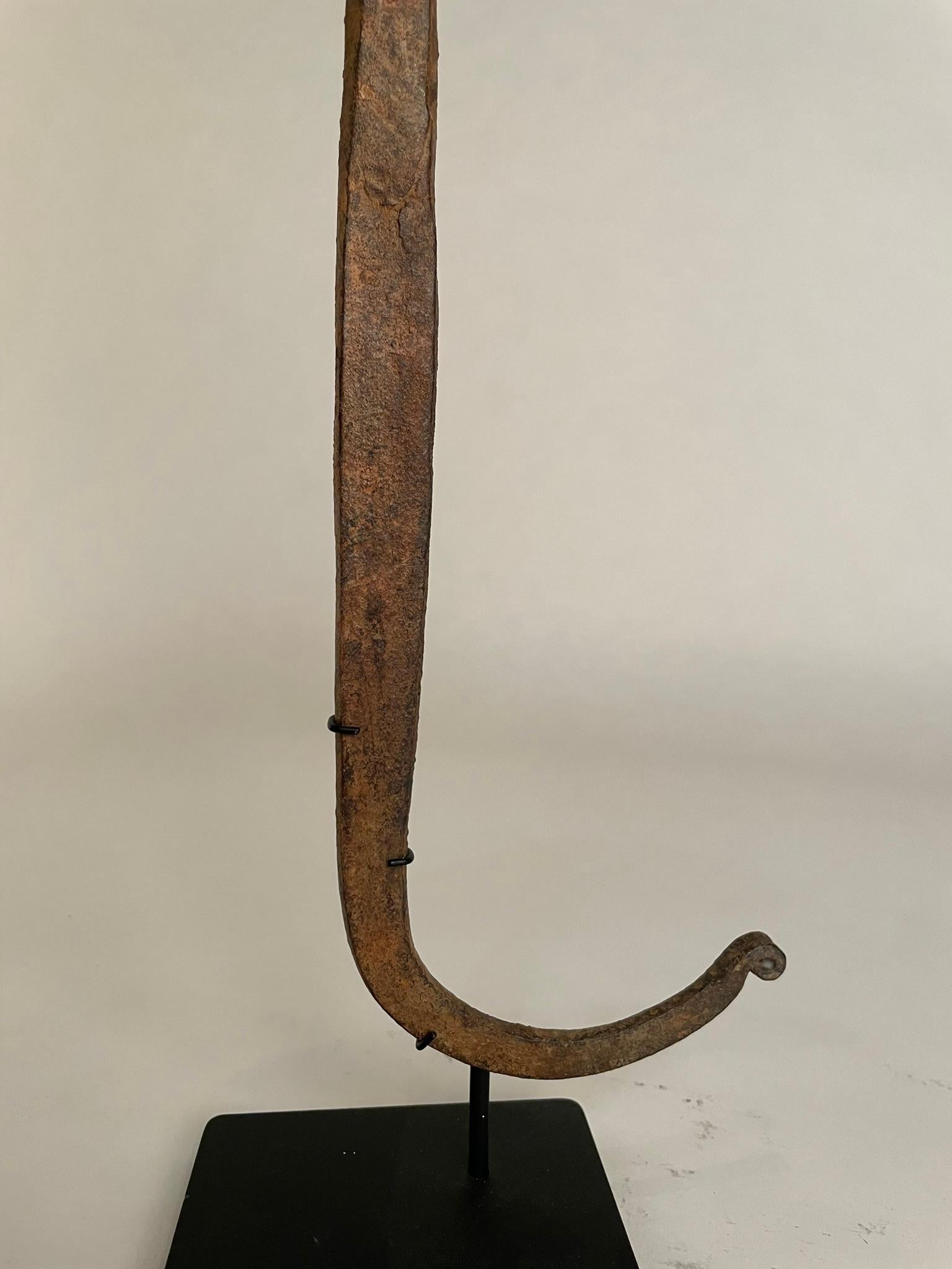 Pair of African Iron Bandaka Hoe Currency, Mounted on Custom Steel Bases  For Sale 7
