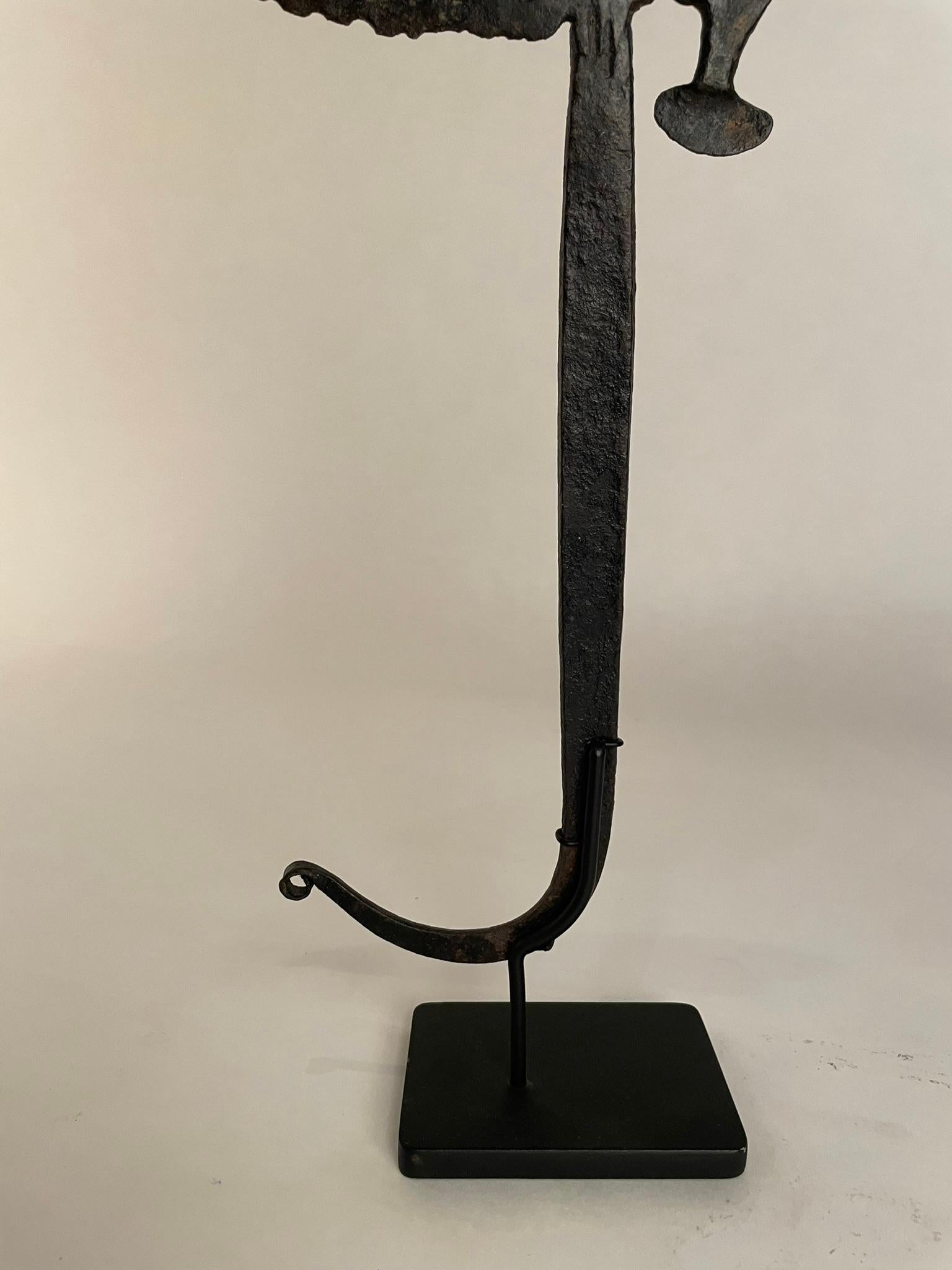 Pair of African Iron Bandaka Hoe Currency, Mounted on Custom Steel Bases  For Sale 12