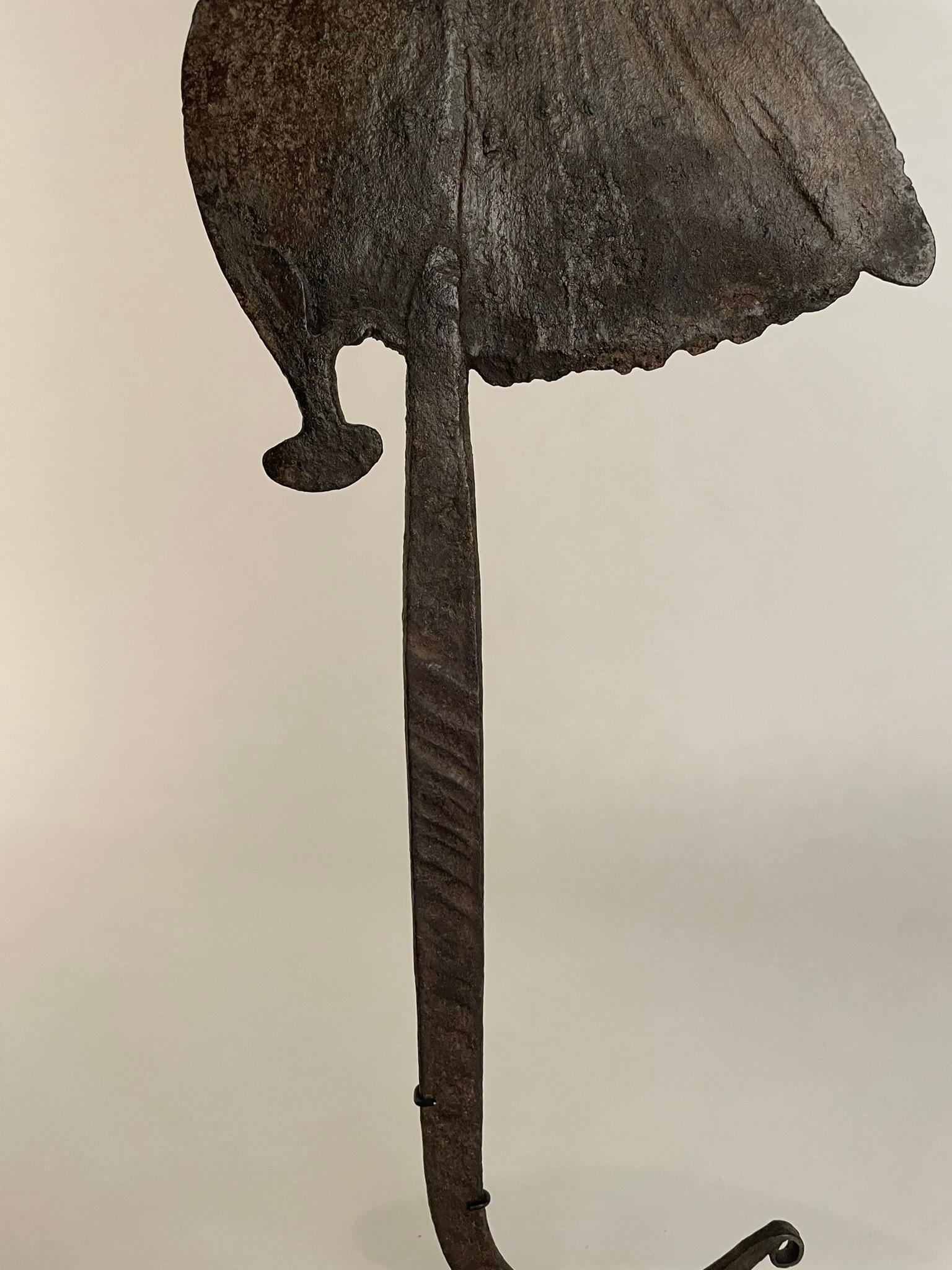 Pair of African Iron Bandaka Hoe Currency, Mounted on Custom Steel Bases  For Sale 13