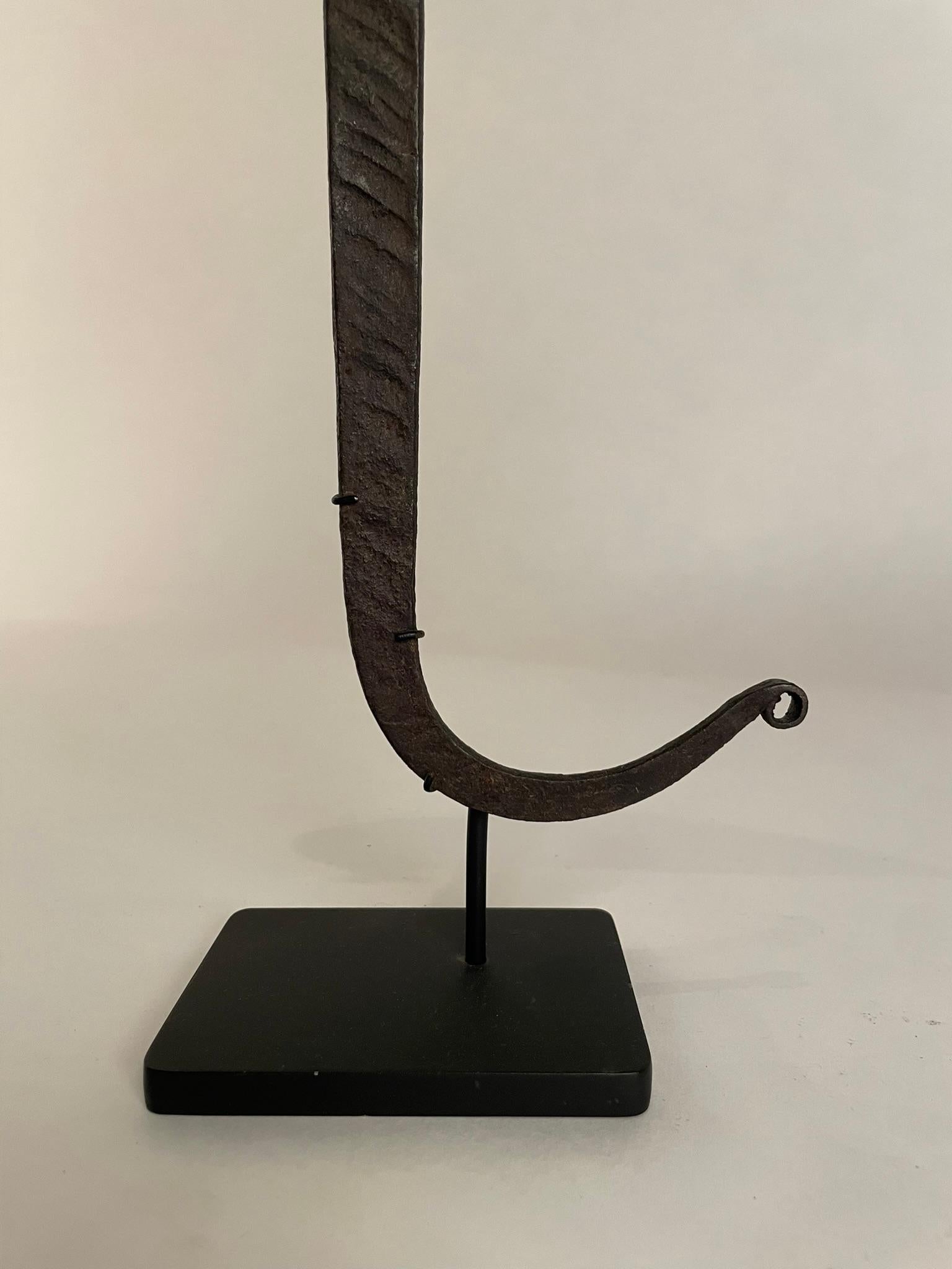 20th Century Pair of African Iron Bandaka Hoe Currency, Mounted on Custom Steel Bases  For Sale