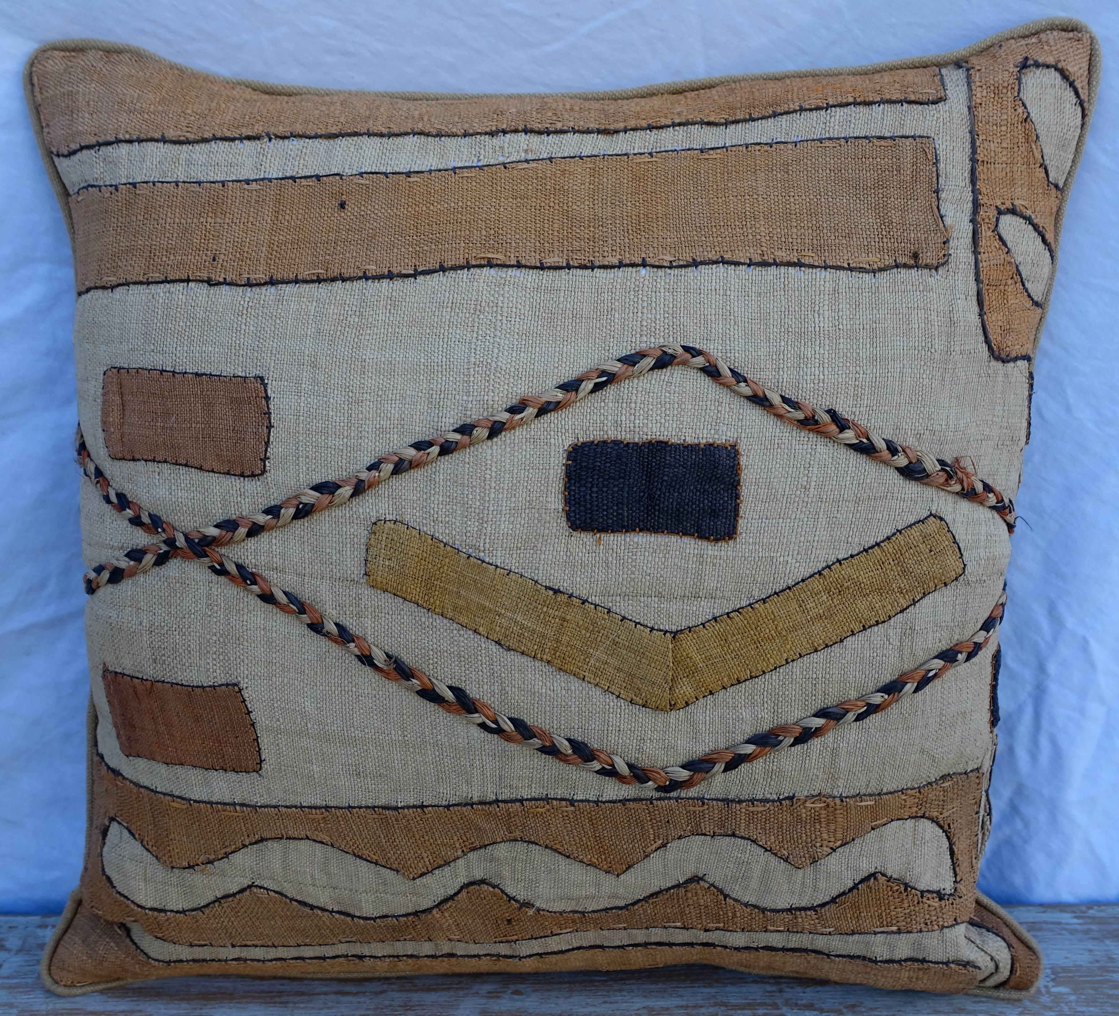 20th Century Pair of African Kuba Cloth Pillows