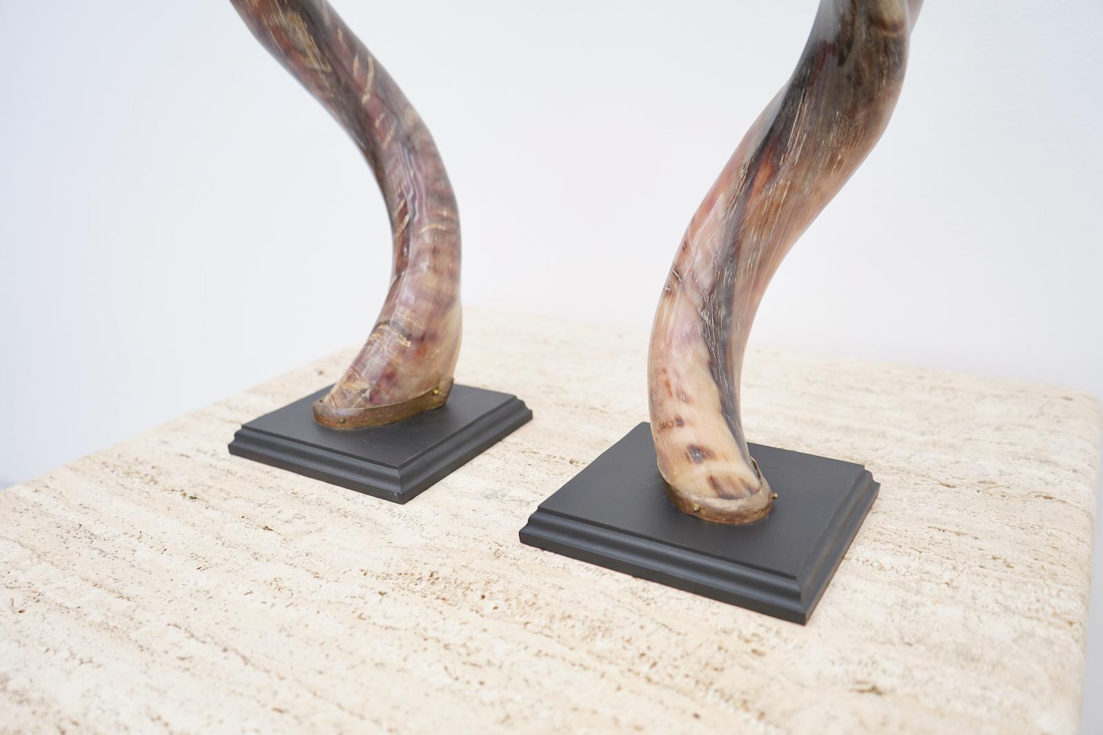 Late 20th Century Pair of African Kudo Horn Sculpures