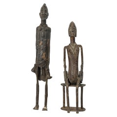 Pair of African Mali 20th Century Bronze Dogon Male
Female Ancestor Figures