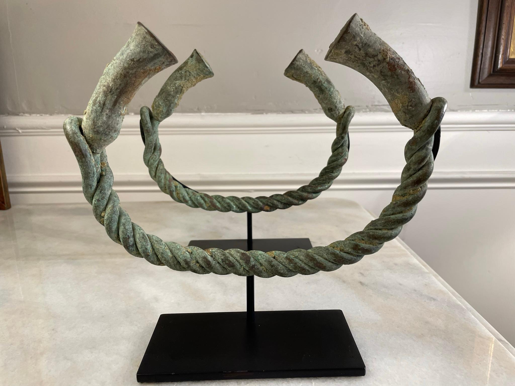 Pair of African Mounted Copper Bracelet 'Manilla' Currency Nigeria 8