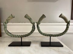 Pair of African Mounted Copper Bracelet 'Manilla' Currency Nigeria