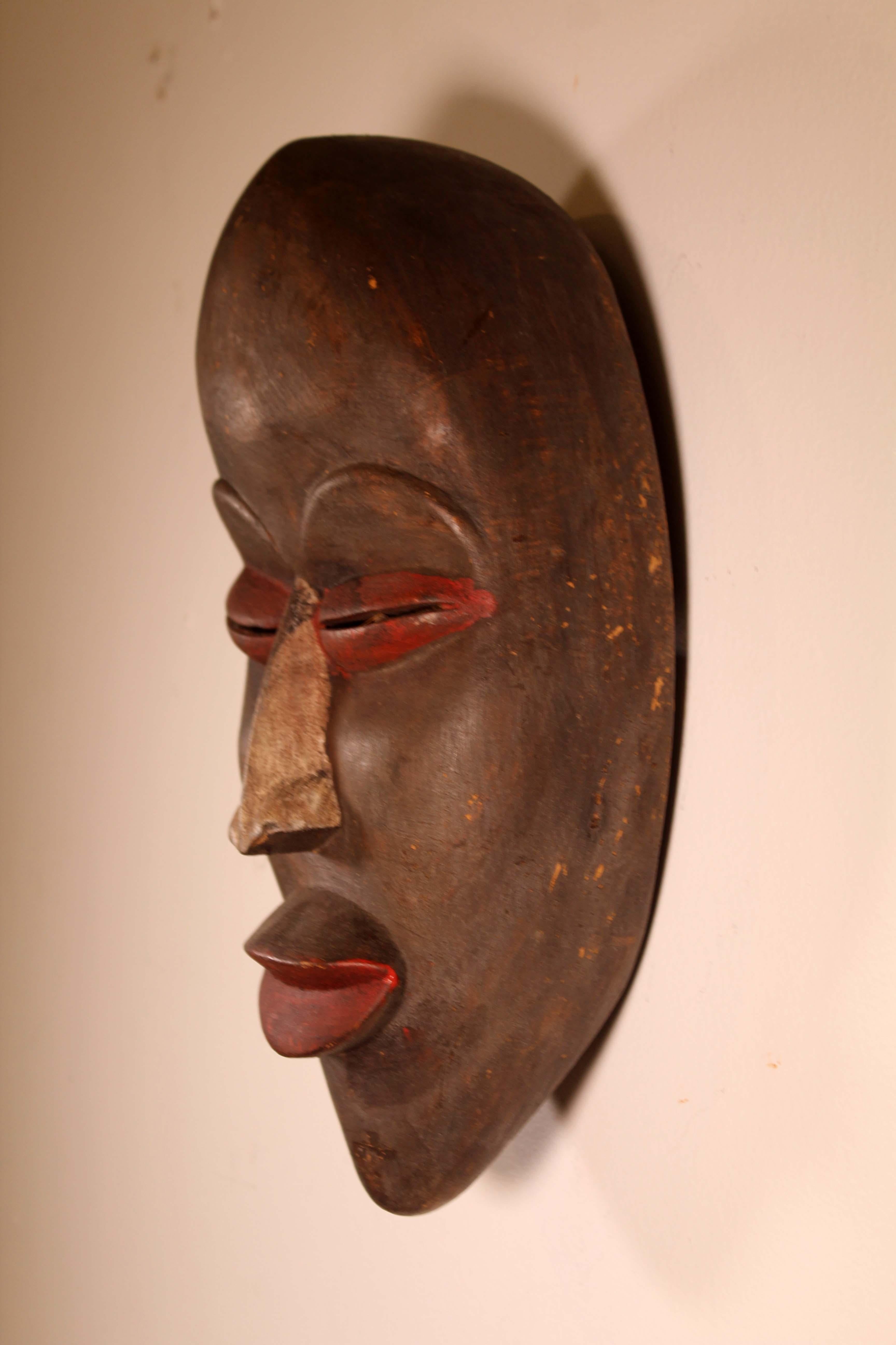 Pair of African Painted Wood Tribal Mask For Sale 6