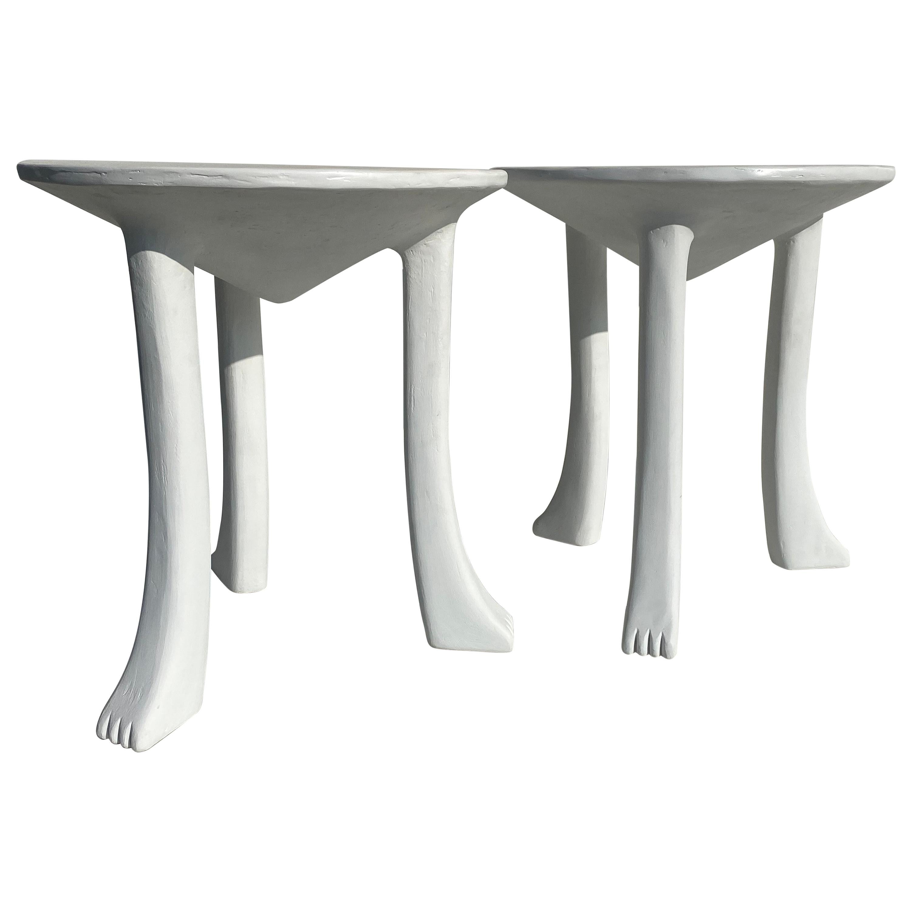 Pair of African Plaster Side Tables