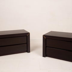 Pair of African rosewood and brass bedside tables for Fratelli Turri