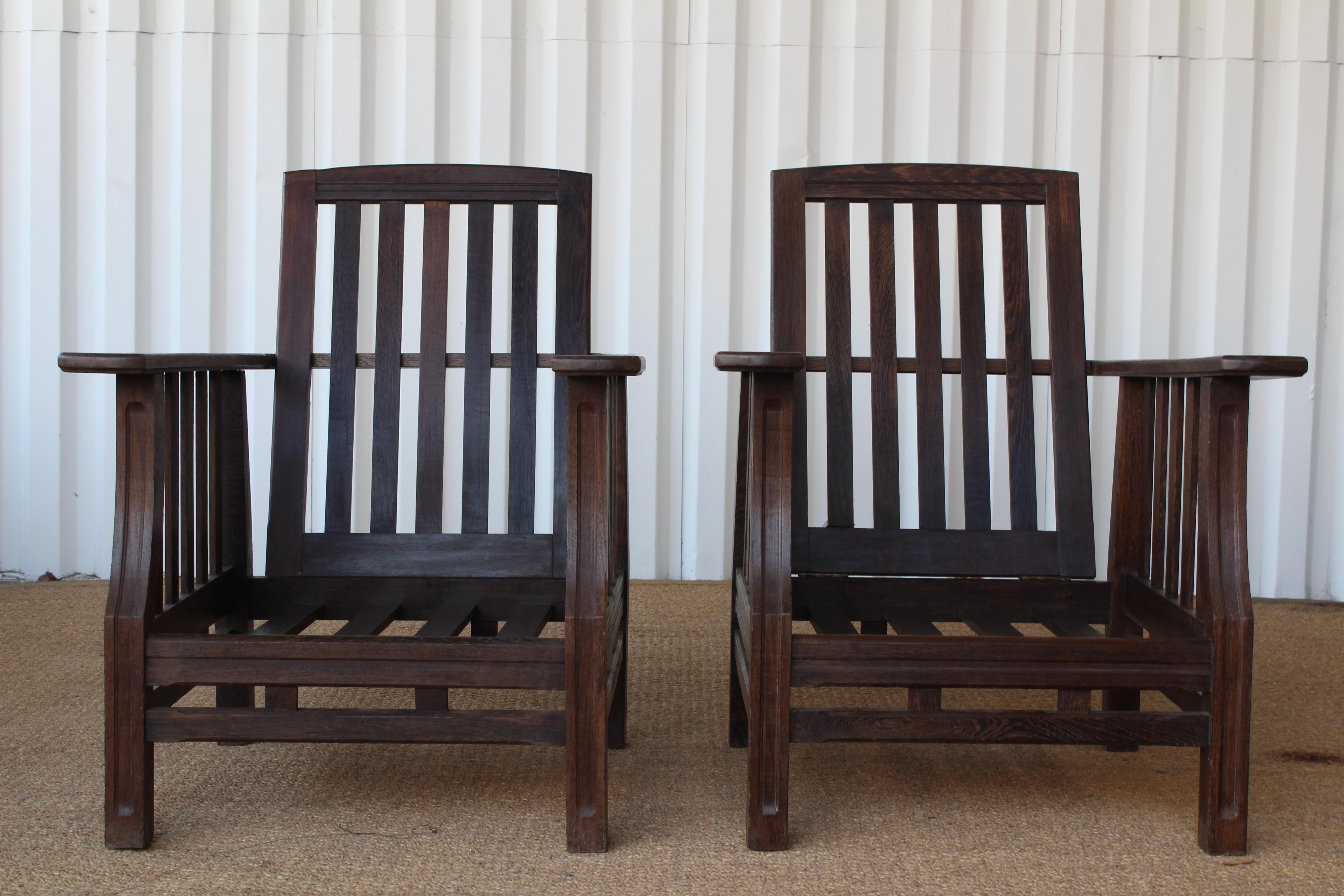 Pair of African Wenge Wood Deck Chairs, France, 1940s. Two Sets Available. 4