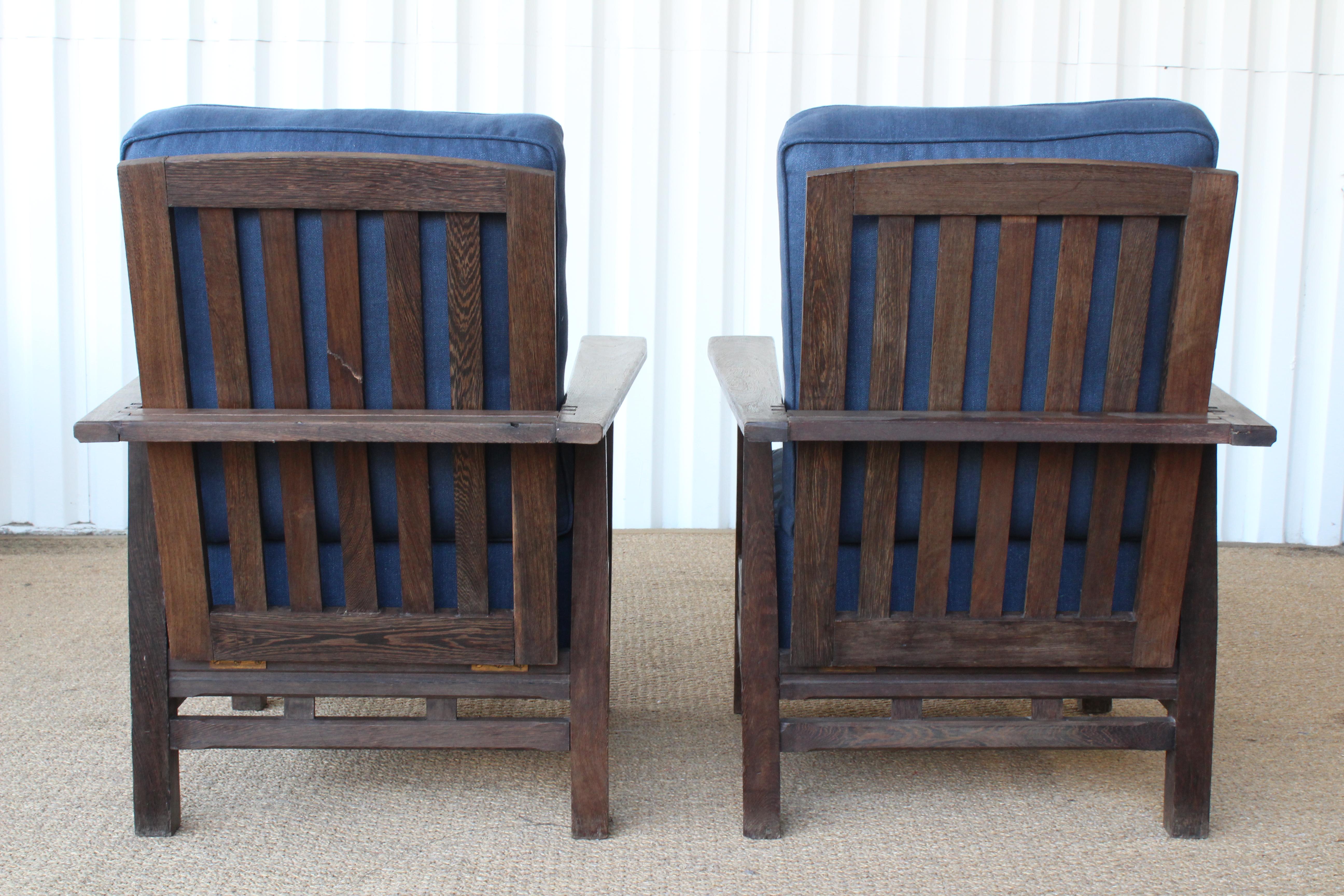 Pair of African Wenge Wood Deck Chairs, France, 1940s. Two Sets Available. In Good Condition In Los Angeles, CA