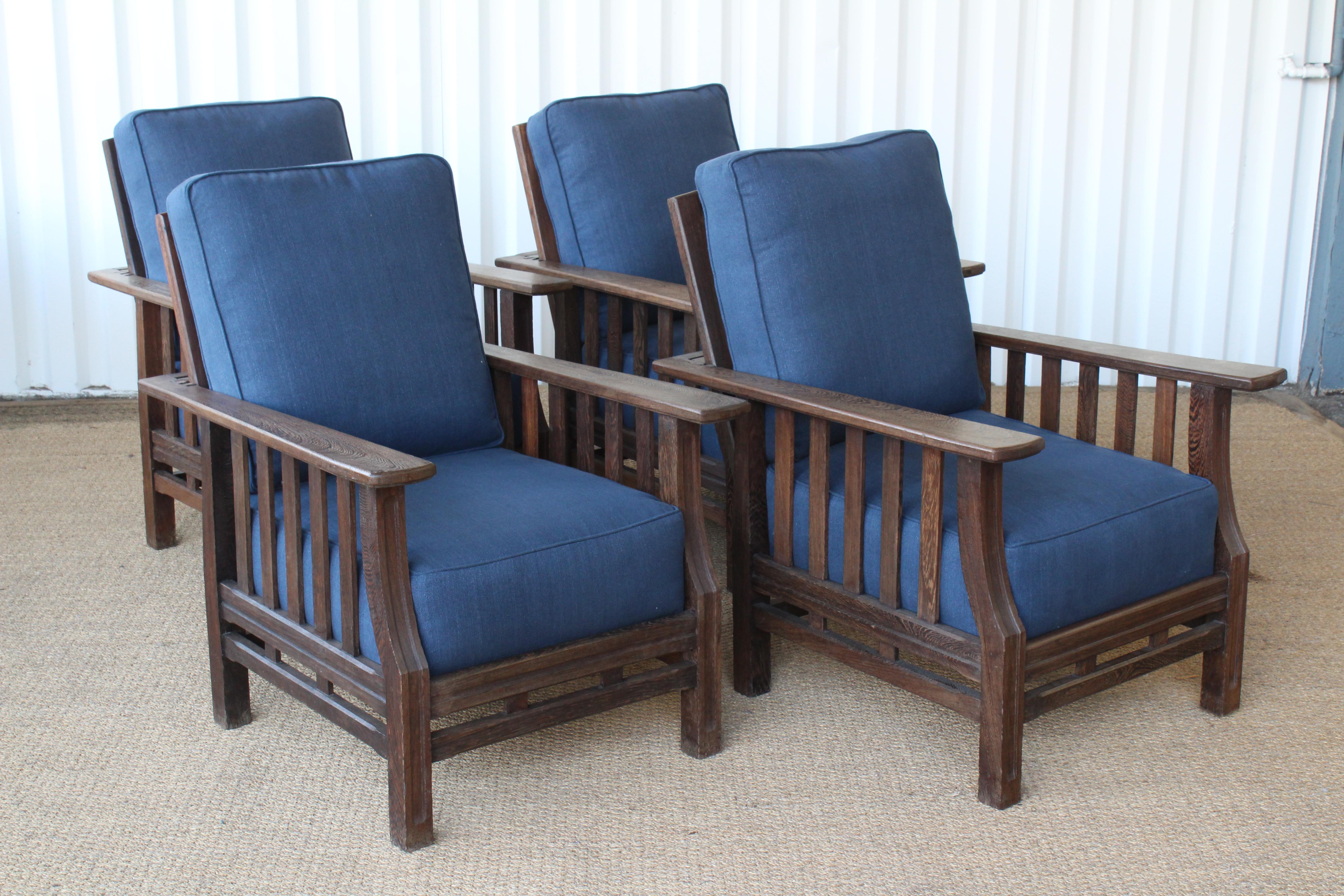 Mid-20th Century Pair of African Wenge Wood Deck Chairs, France, 1940s. Two Sets Available.