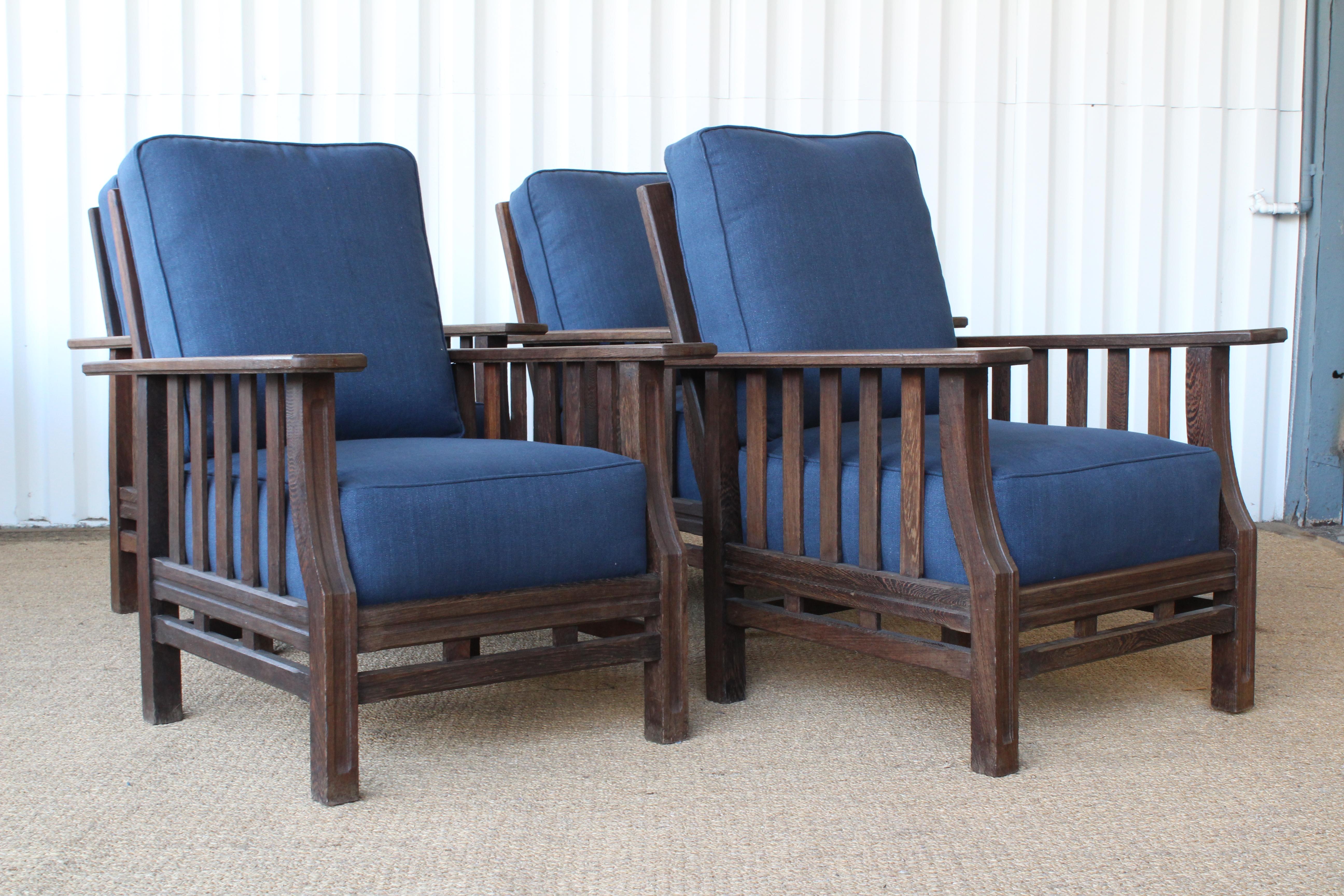 Rosewood Pair of African Wenge Wood Deck Chairs, France, 1940s. Two Sets Available.