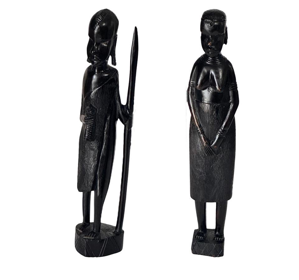 Pair of African Sculptures — Heavy Hardwood, Primitivist Style