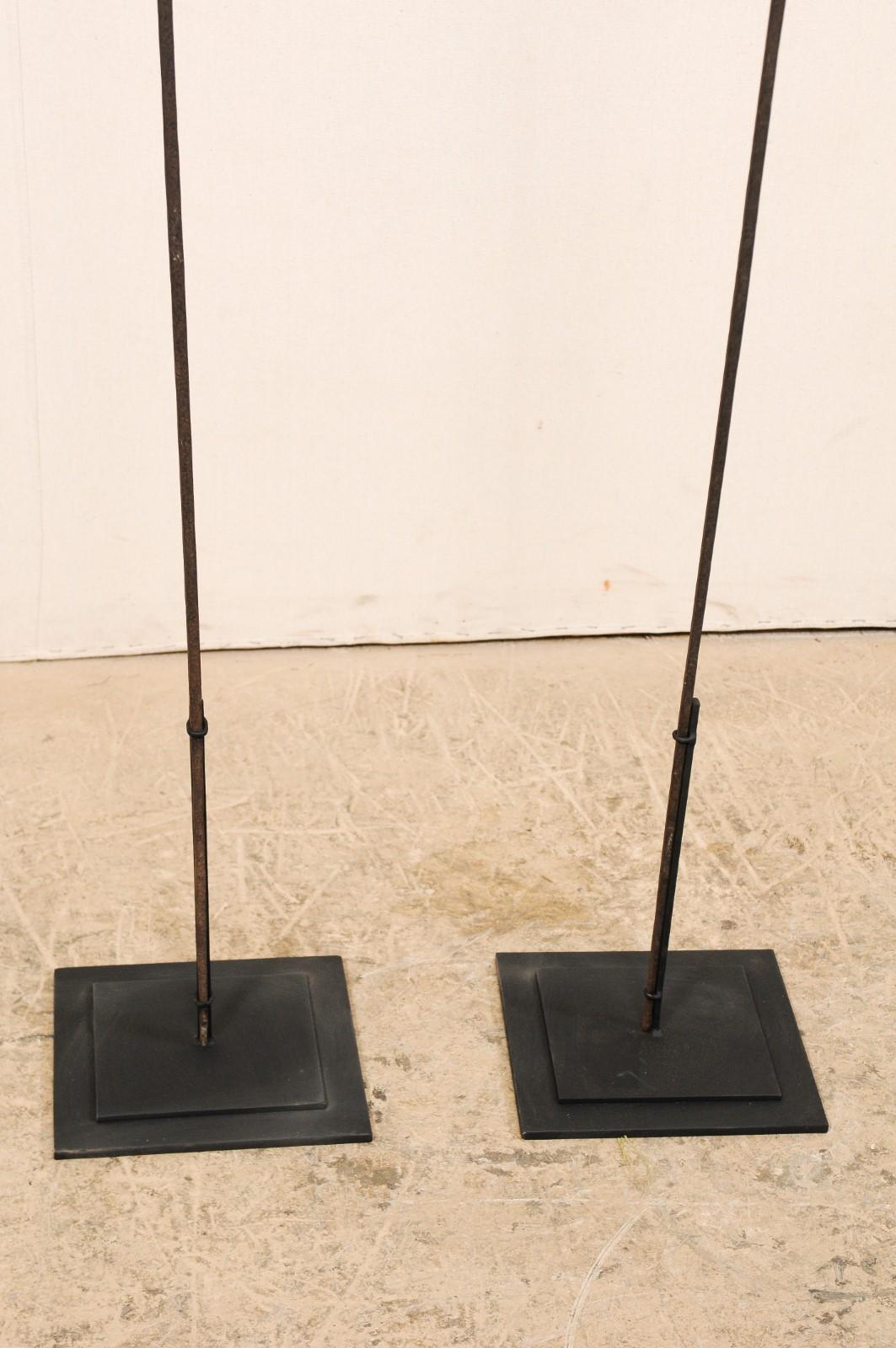 Pair of African Spear Currencies on Stands For Sale 2