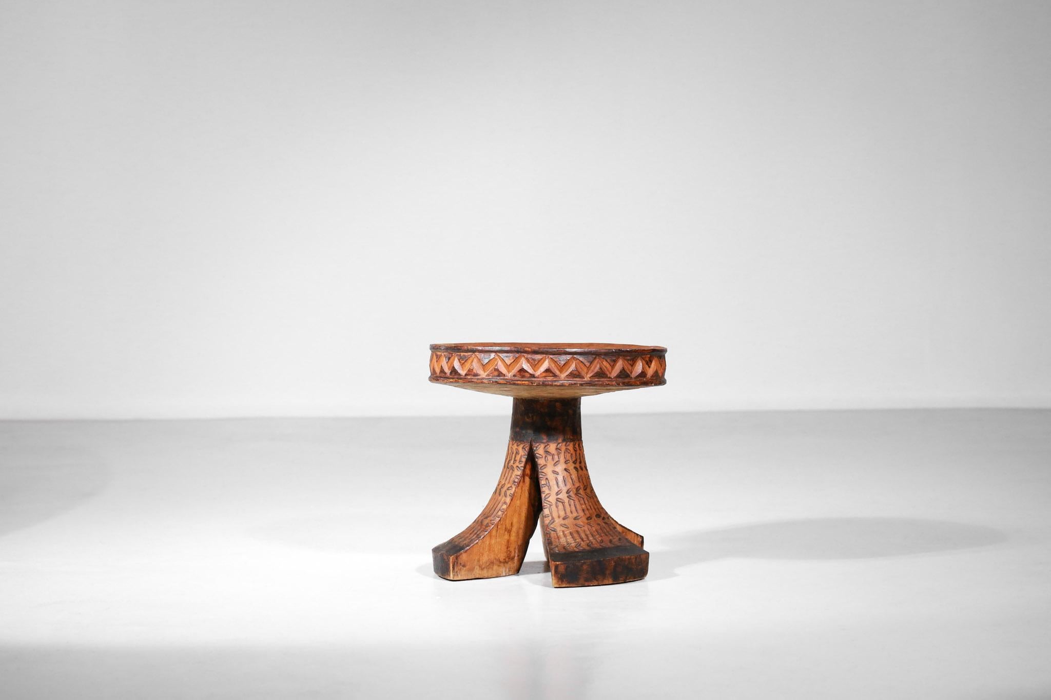 Pair of African Stools from the 1950s Tribal Ethnic Design Brutalist 4