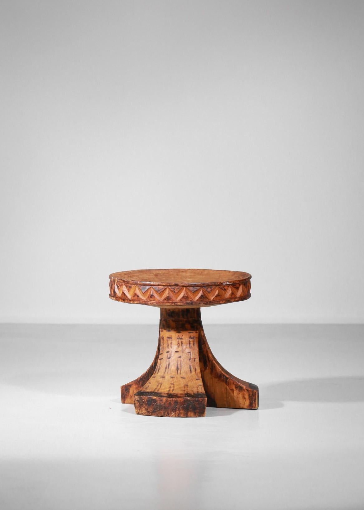 Pair of African Stools from the 1950s Tribal Ethnic Design Brutalist 5