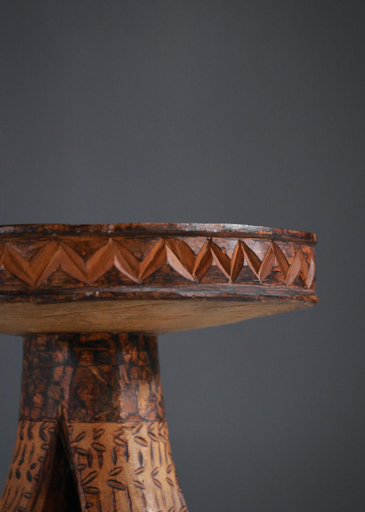 Hand-Crafted Pair of African Stools from the 1950s Tribal Ethnic Design Brutalist