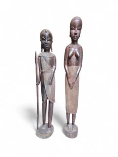 Pair of African Tribal Wooden Sculptures, 1970s