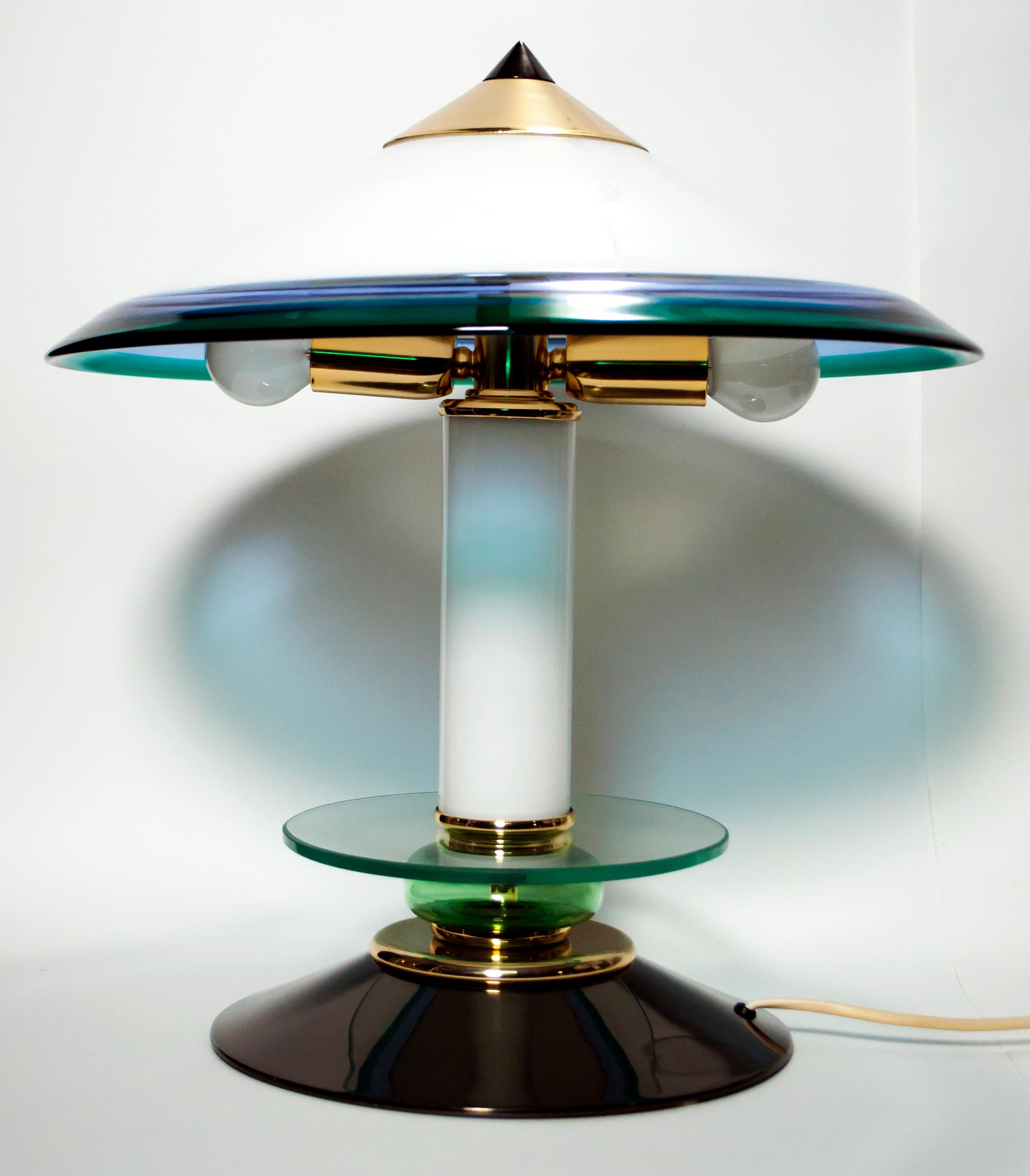 Late 20th Century Pair of after Ettore Sottsass Italian Murano Glass Table Lamps, 1980s