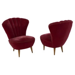Pair of After Gio Ponti Mid-Century Modern Italian Small Armchairs by ISA, 1950s