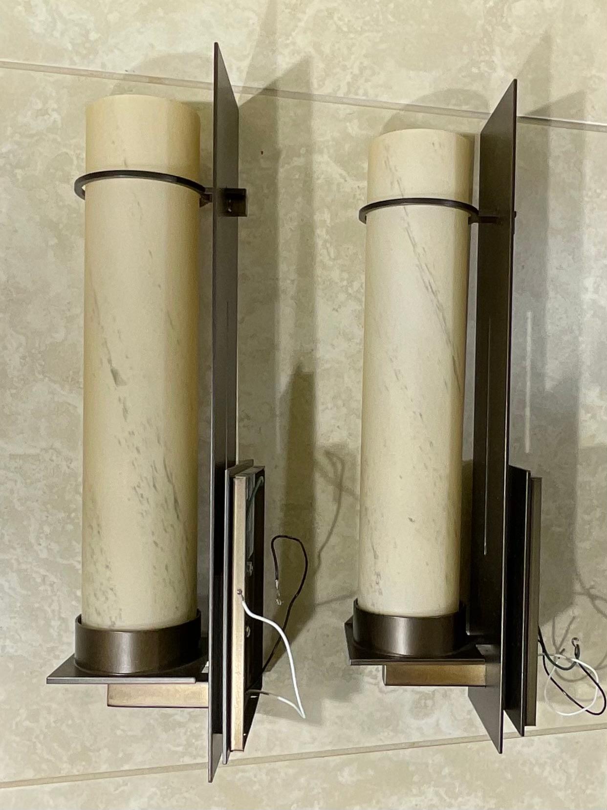 Pair Of After Hours Indoor Wall Sconces By Hubbardton Forge  In Good Condition For Sale In Delray Beach, FL