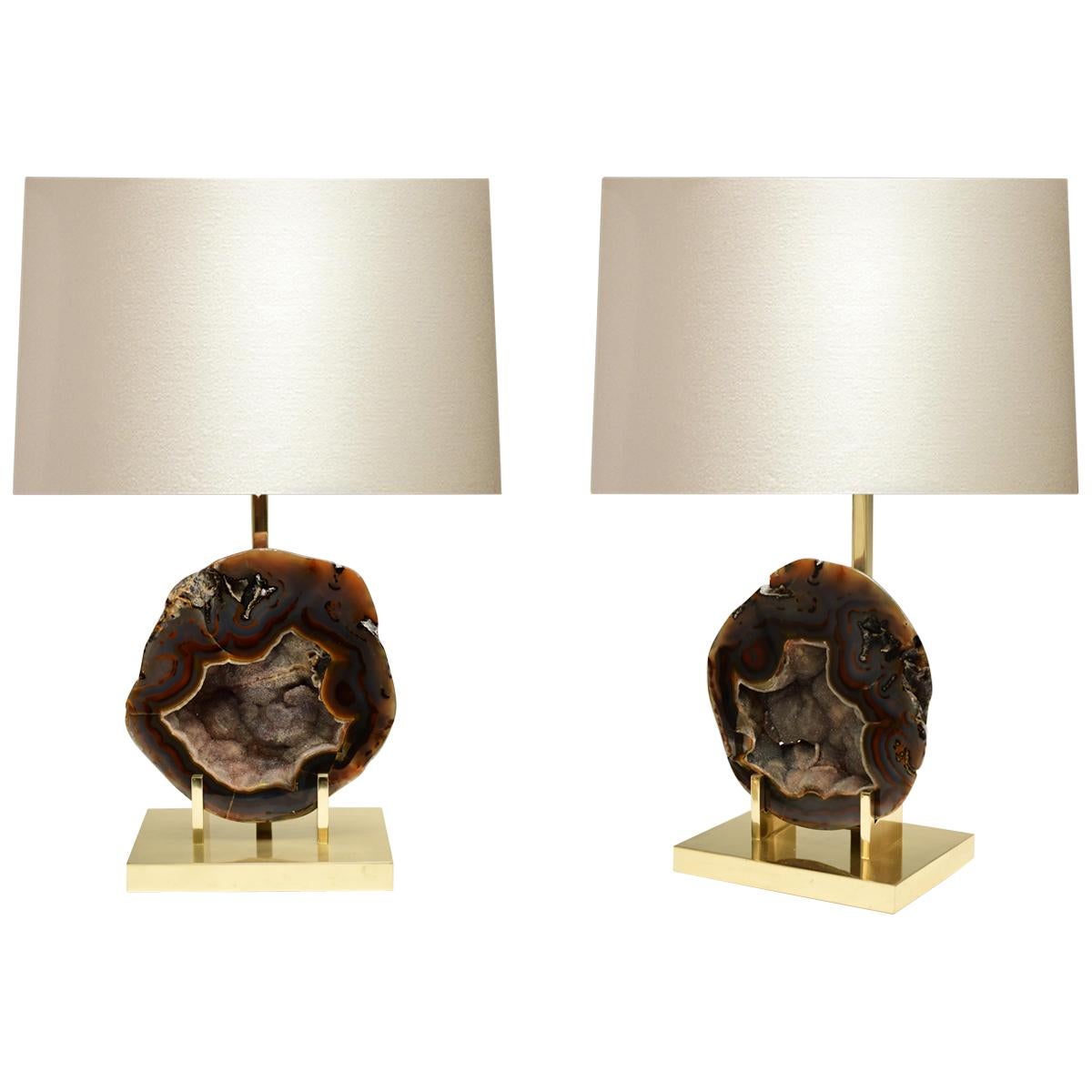 Paire de lampes en agate de Phoenix en vente