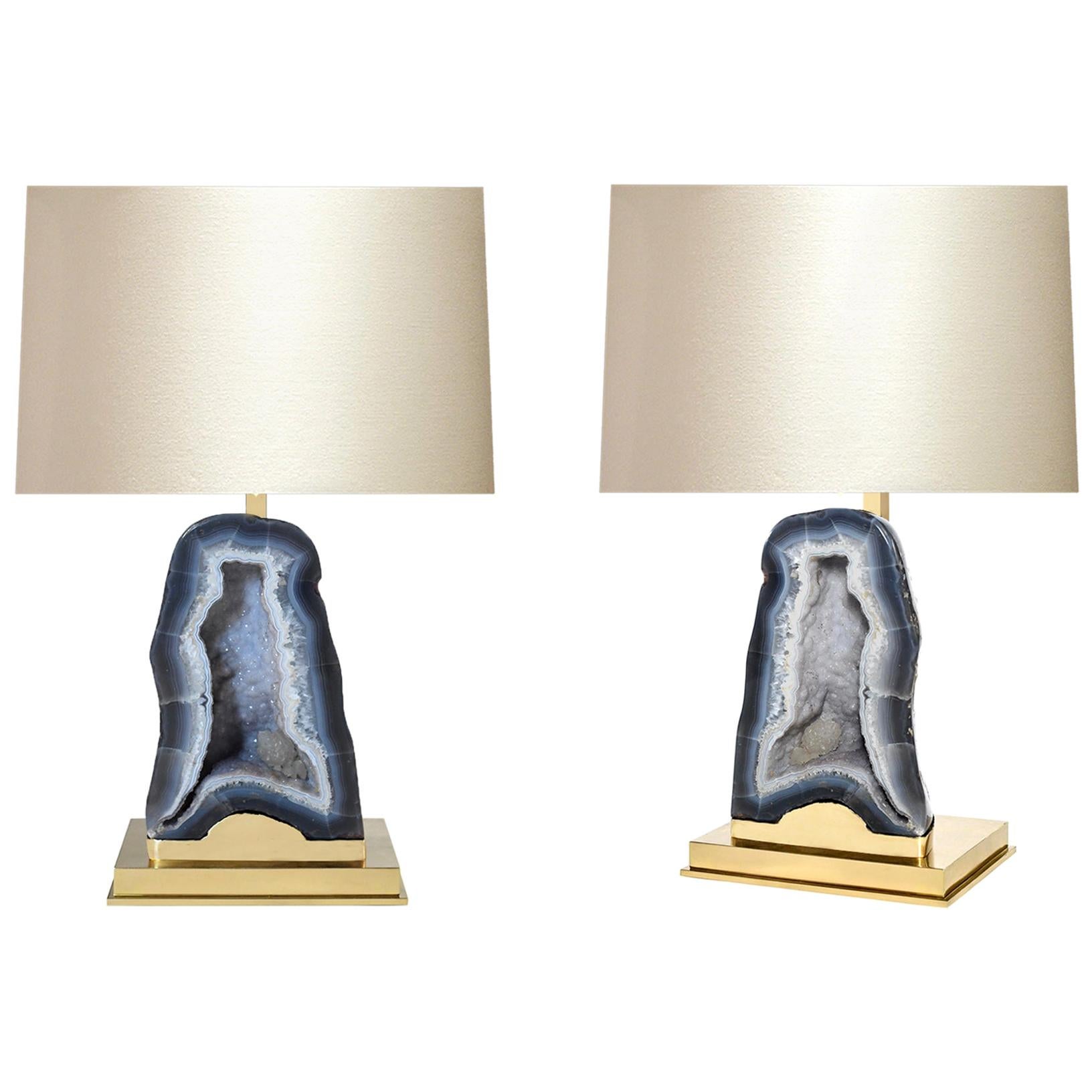 Pair of Agate Lamps by Phoenix For Sale