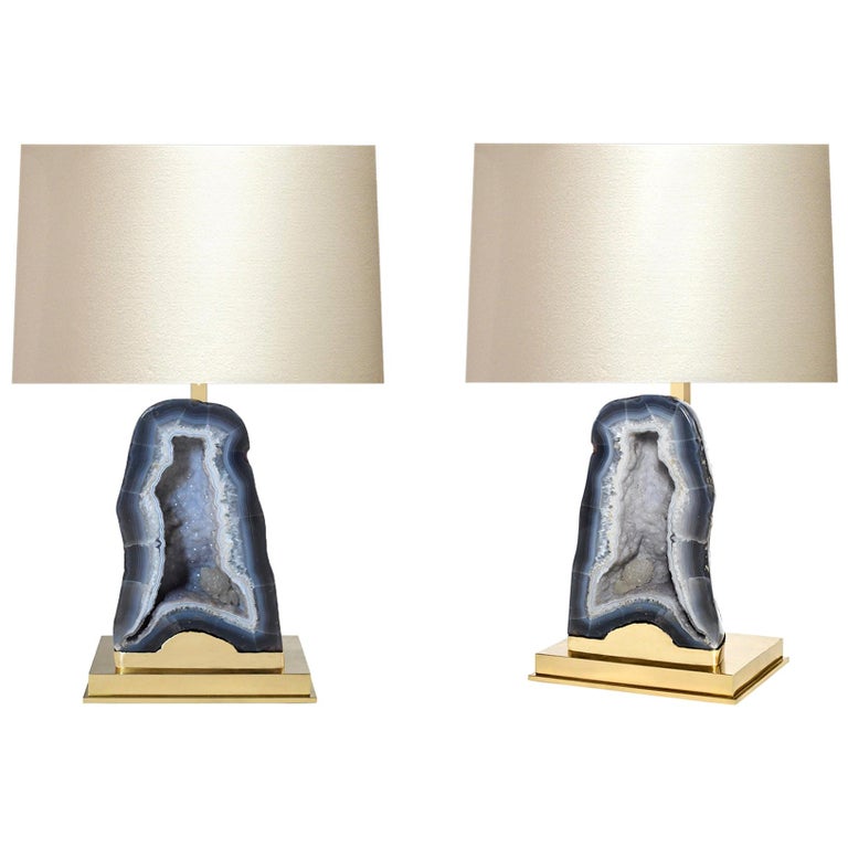 Pair Of Agate Lamps By Phoenix For, Blue Agate Table Lamp