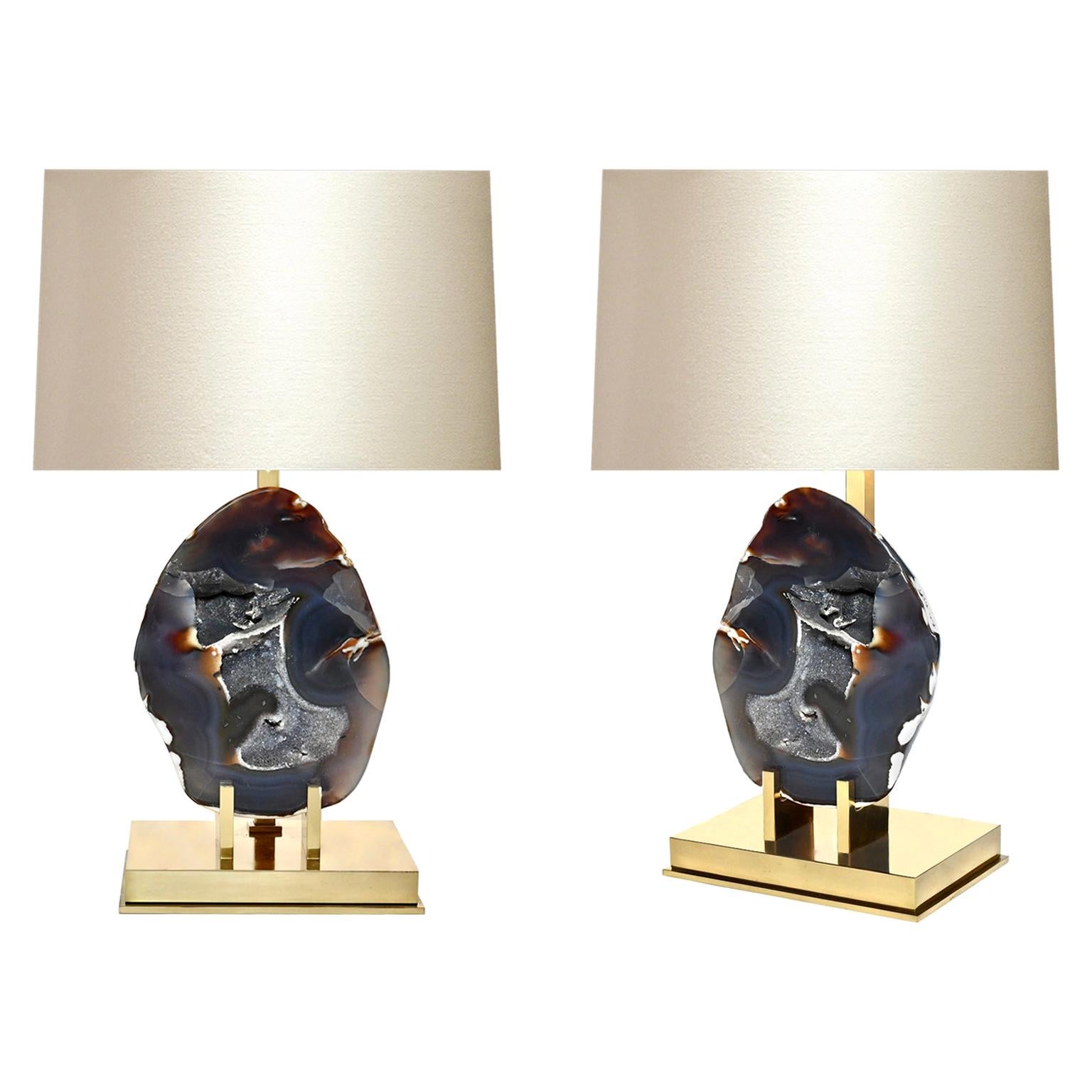 Pair of Agate Lamps by Phoenix For Sale