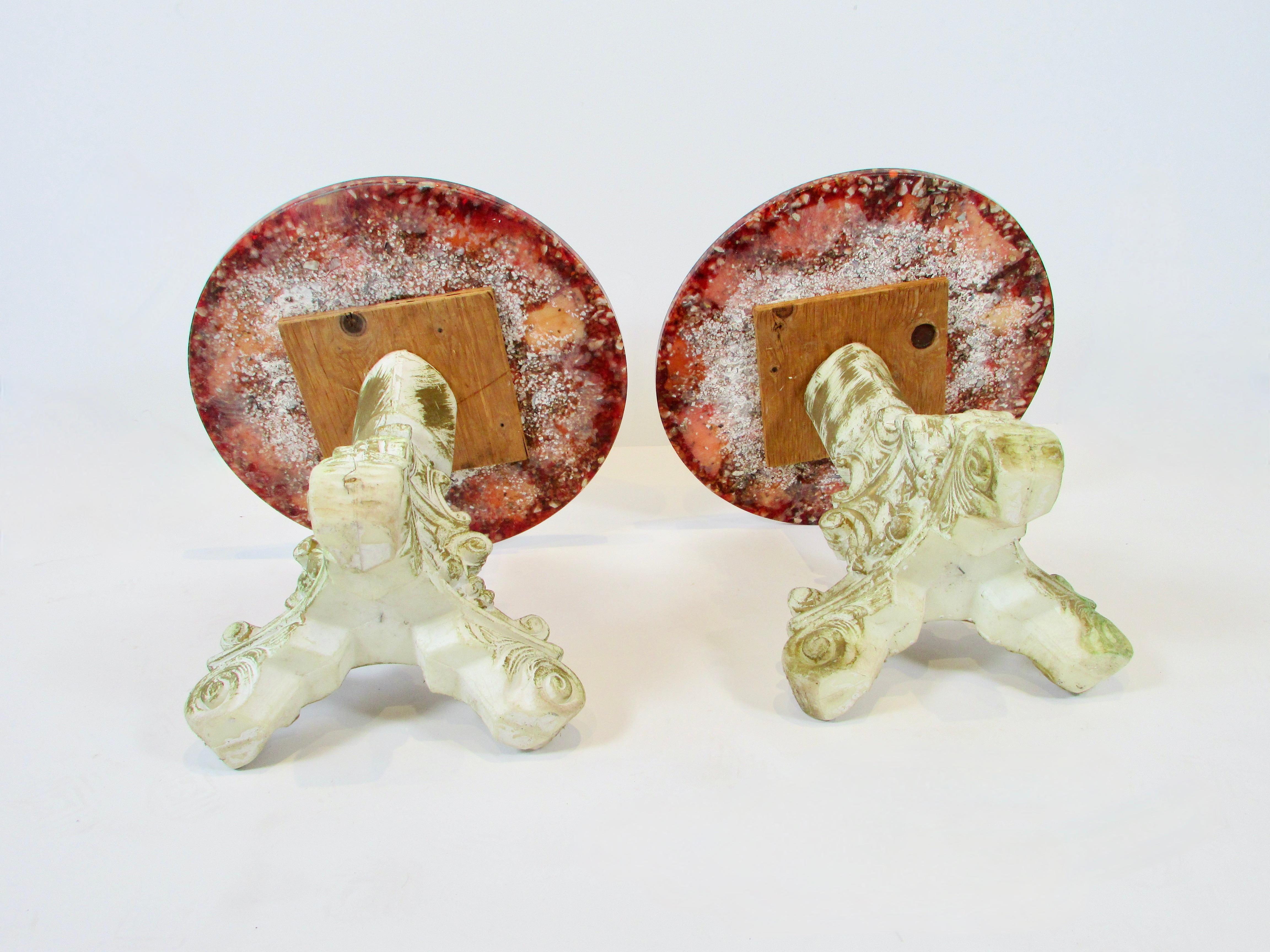 Pair of Agate Stone in Ruby Red Resin Hollywood Regency Side tables For Sale 7