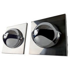 Pair of Age Space Adjustable Sphere Chrome Sconces, 1970
